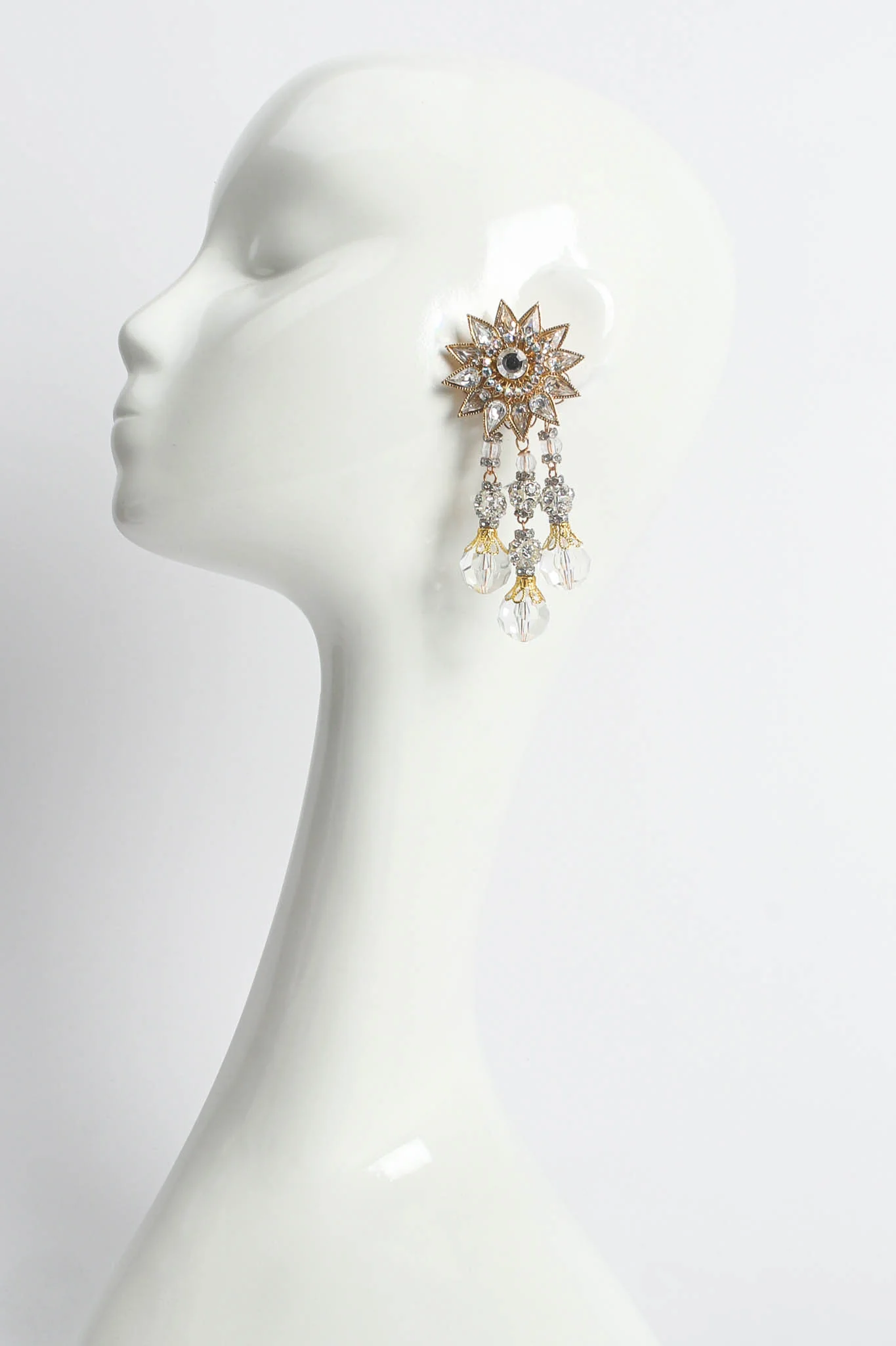 Sunflower Burst Crystal Drop Earrings - Image 2