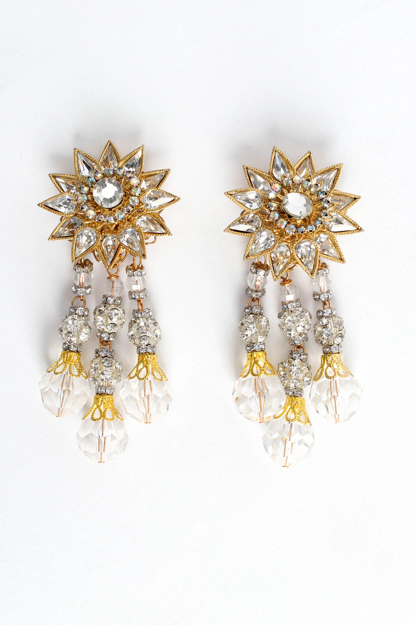 Sunflower Burst Crystal Drop Earrings - Image 3