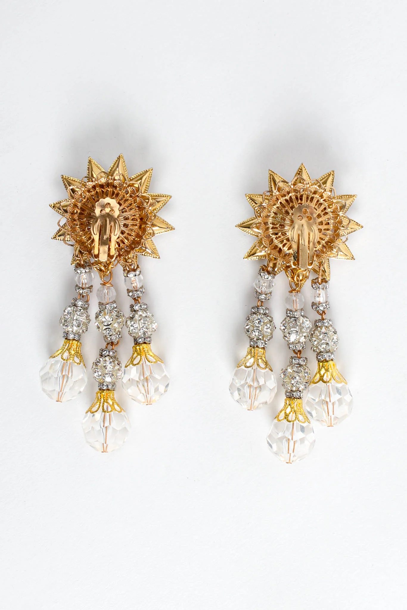 Sunflower Burst Crystal Drop Earrings - Image 4