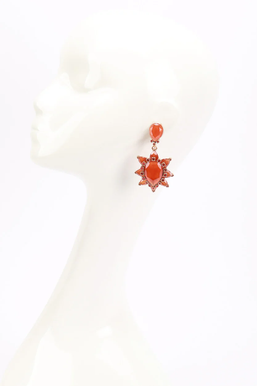 Sunset Cabochon Crystal Drop Earrings - Image 2
