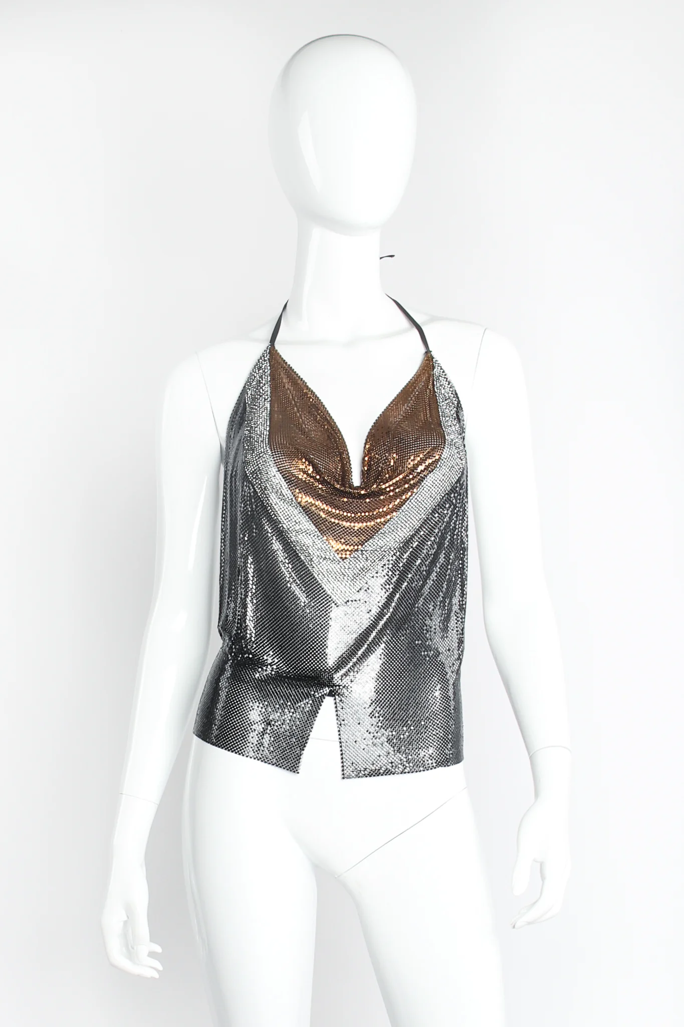 Swarovski Chevron Square Metal Mesh Halter