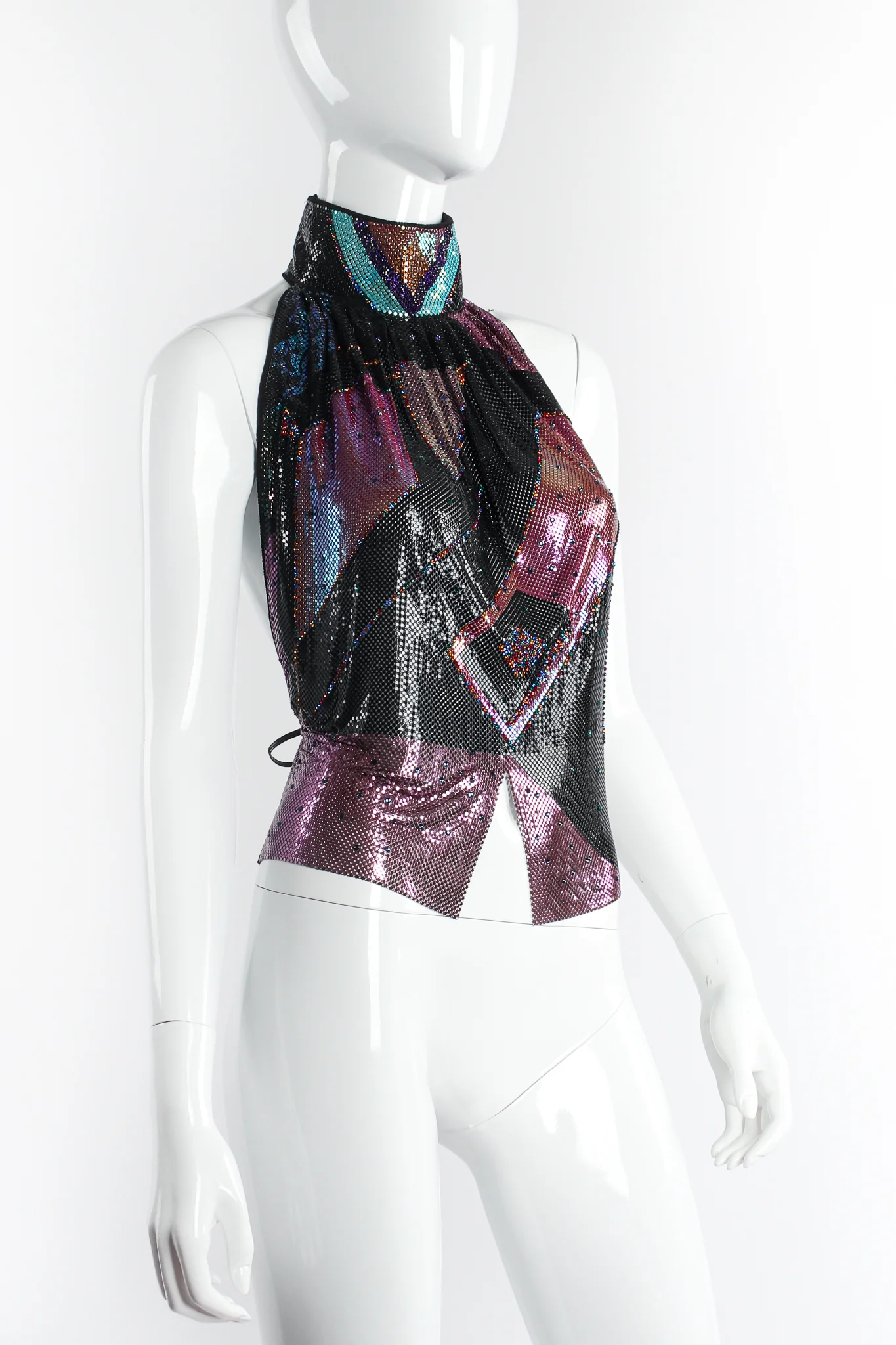 Swarovski Color Block Metal Mesh Halter - Image 2
