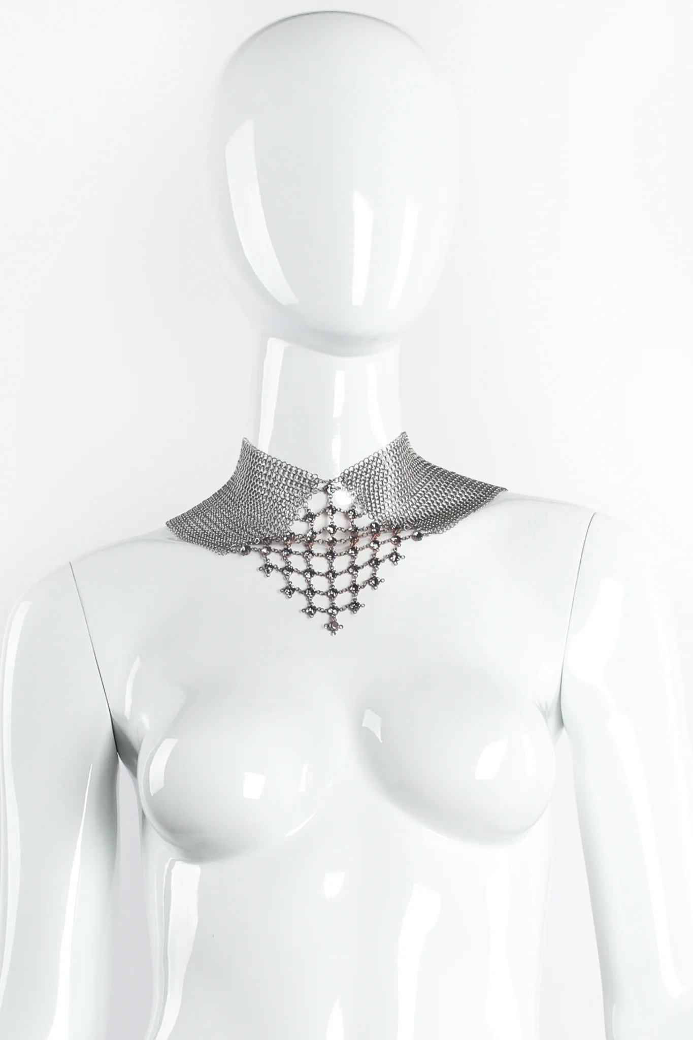 Swarovski Pewter Mesh Pointed Mock Collar