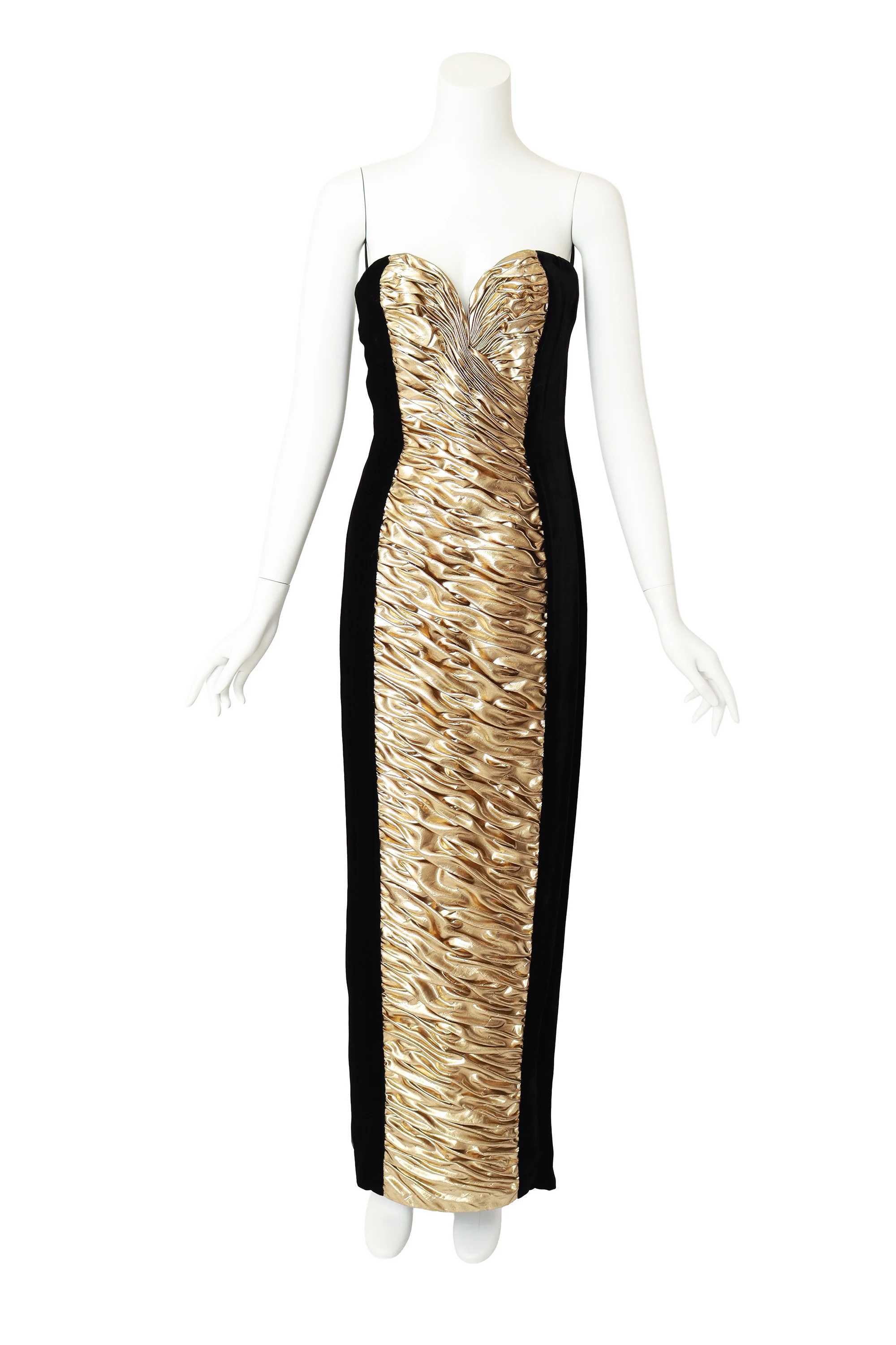 Sweetheart Ruched Velvet Metallic Gown