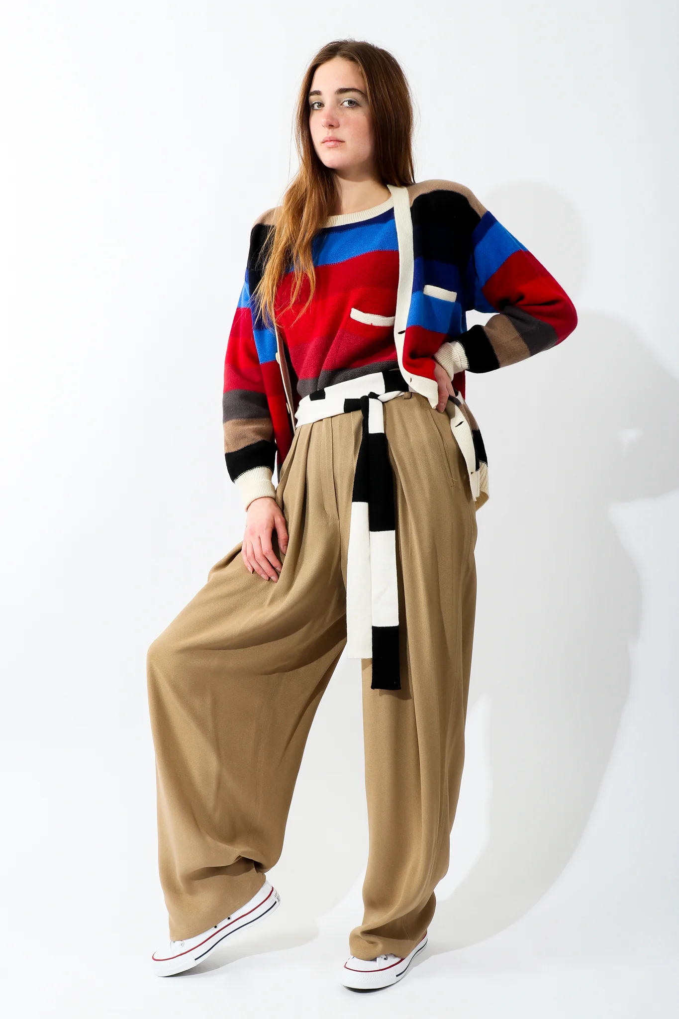 Taupe Pleated Crepe Pant - Image 2