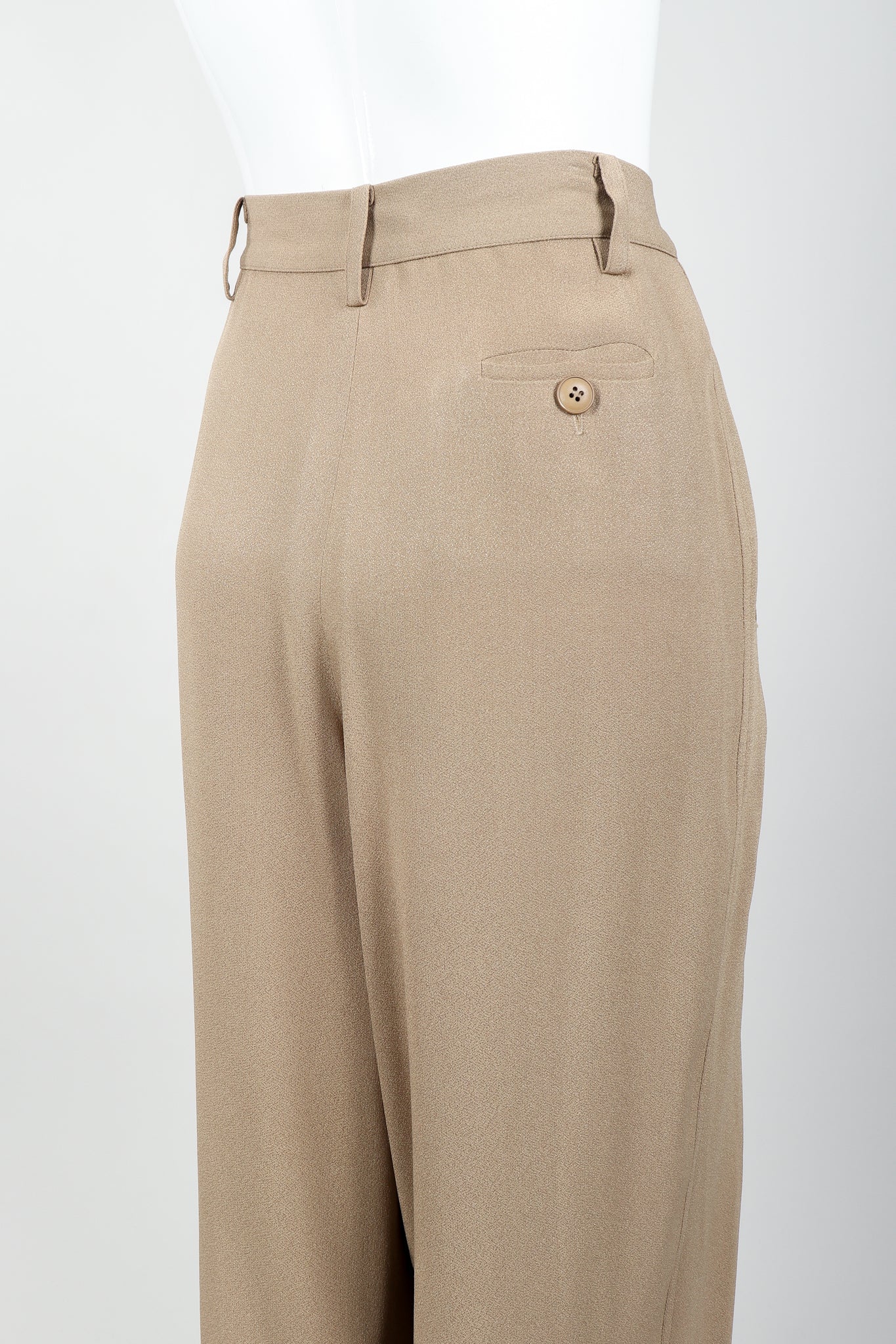 Taupe Pleated Crepe Pant - Image 4