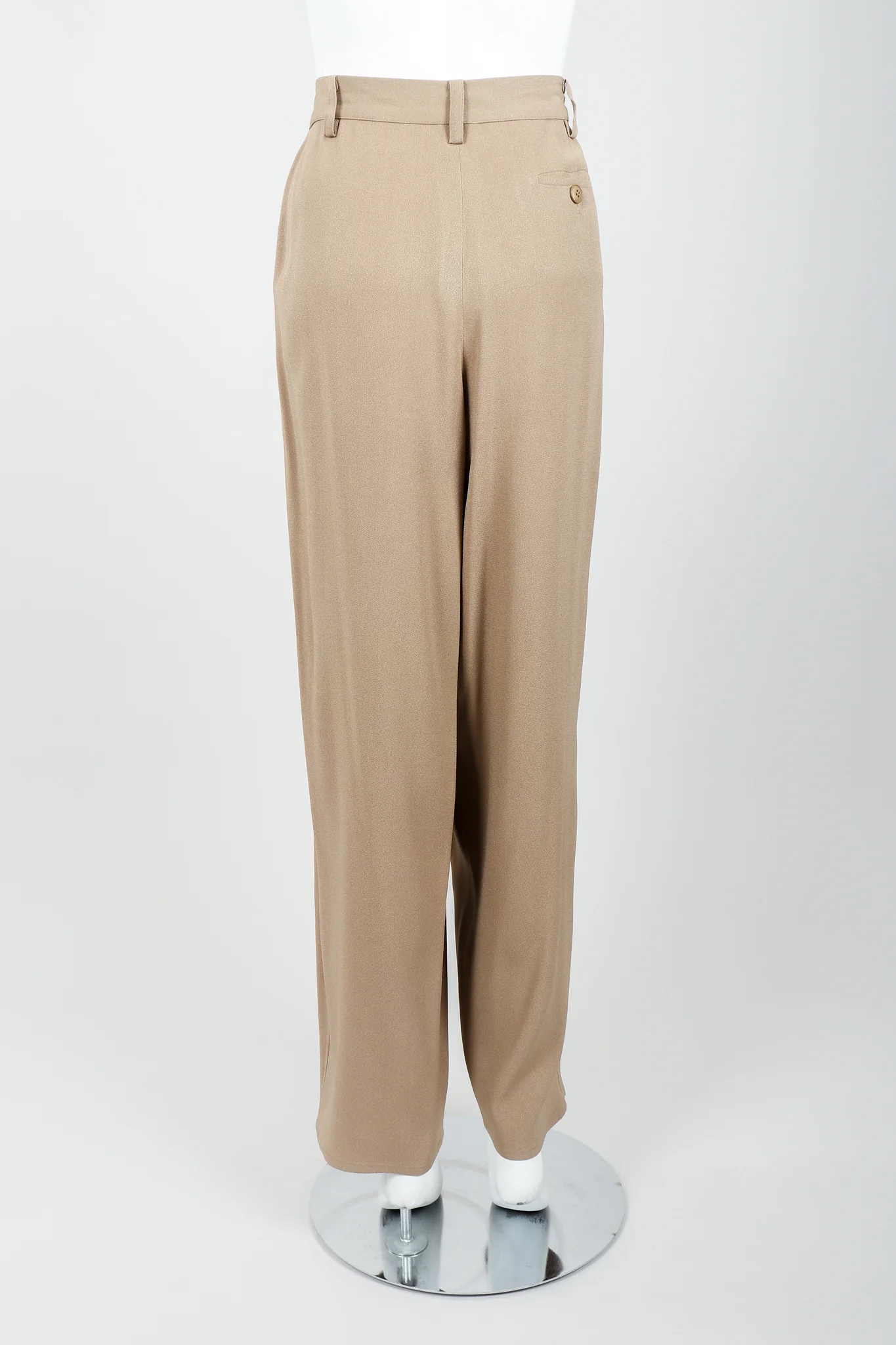 Taupe Pleated Crepe Pant - Image 7