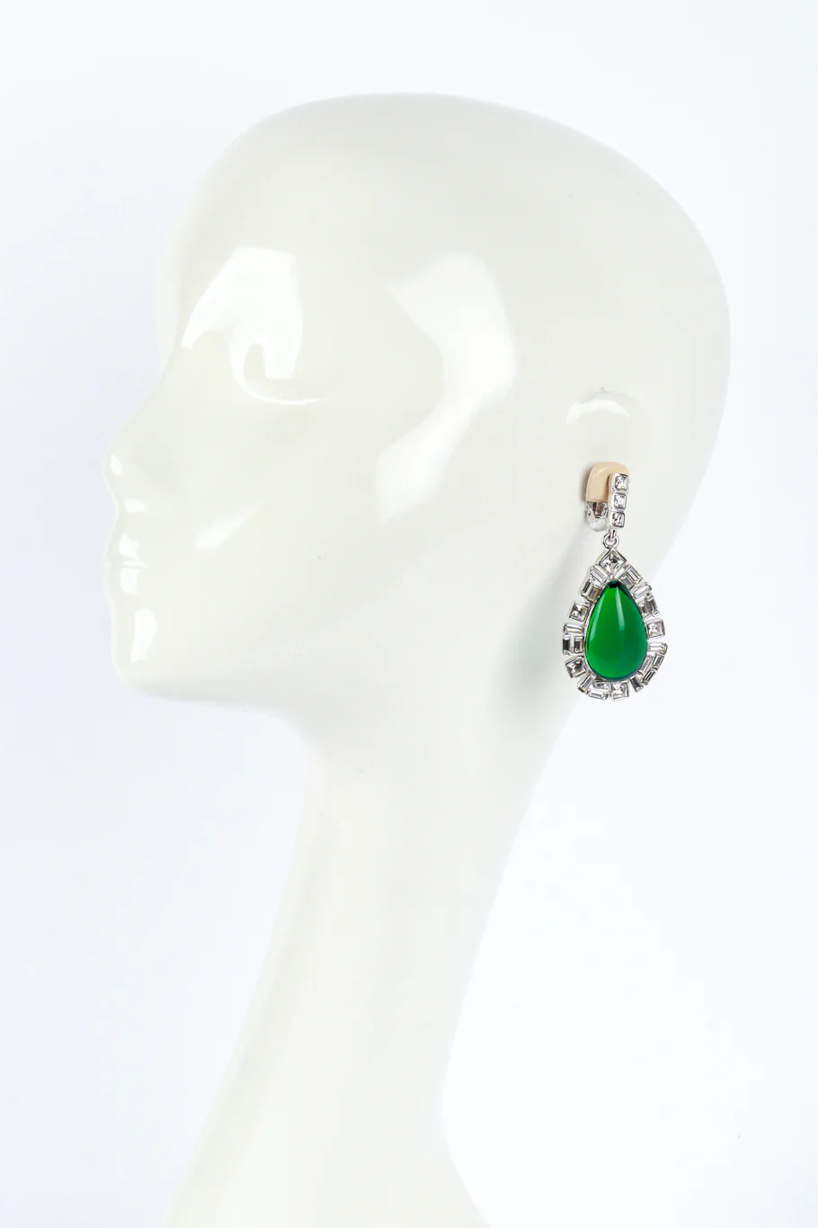 Teardrop Cabochon & Crystal Earrings - Image 2