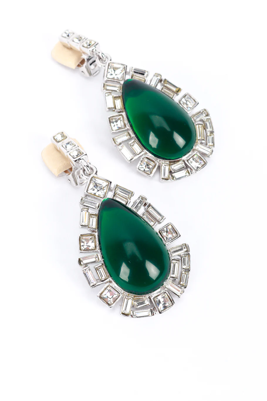 Teardrop Cabochon & Crystal Earrings - Image 3