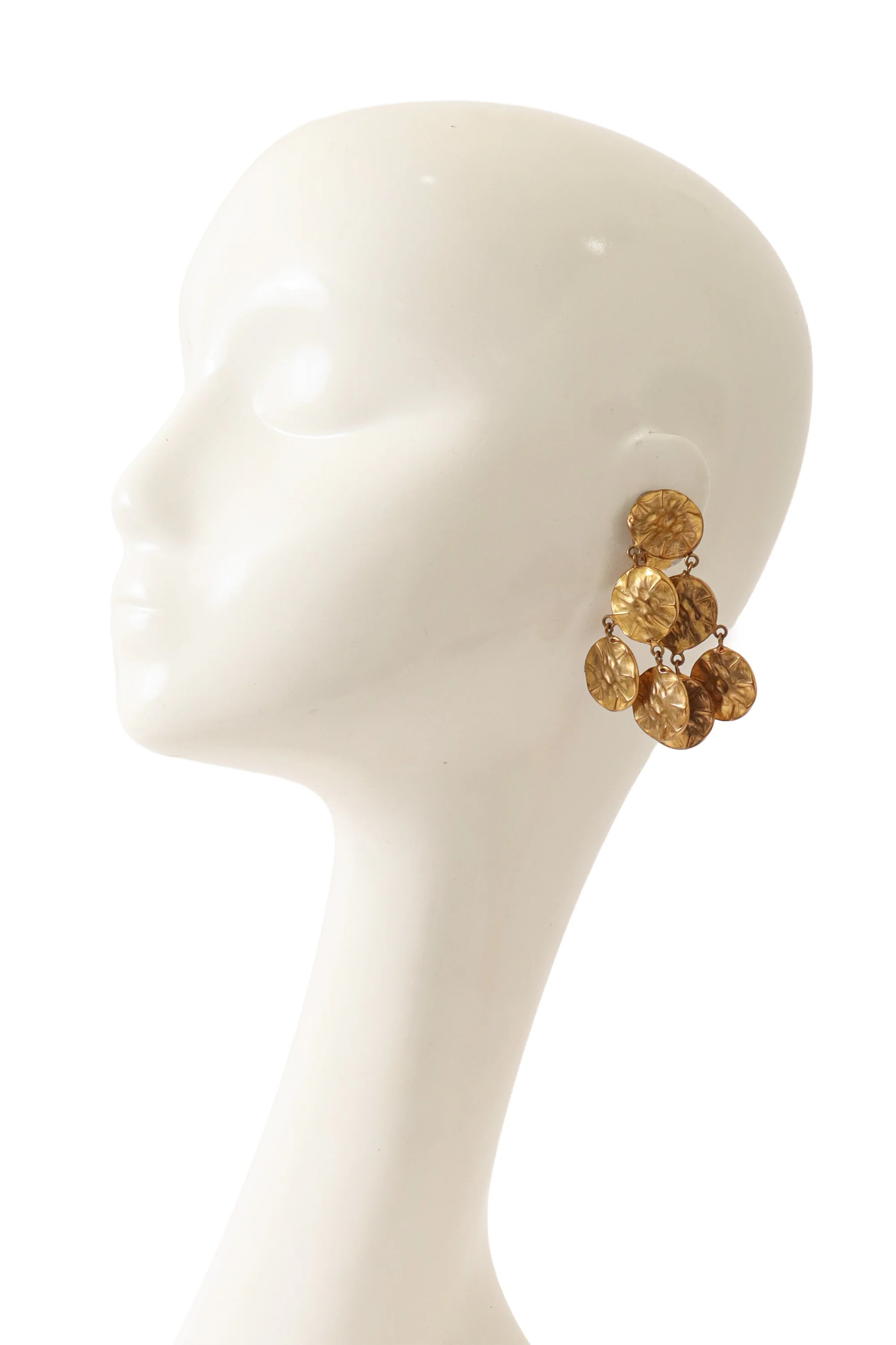 Textured Disc Cluster Earrings - Image 2