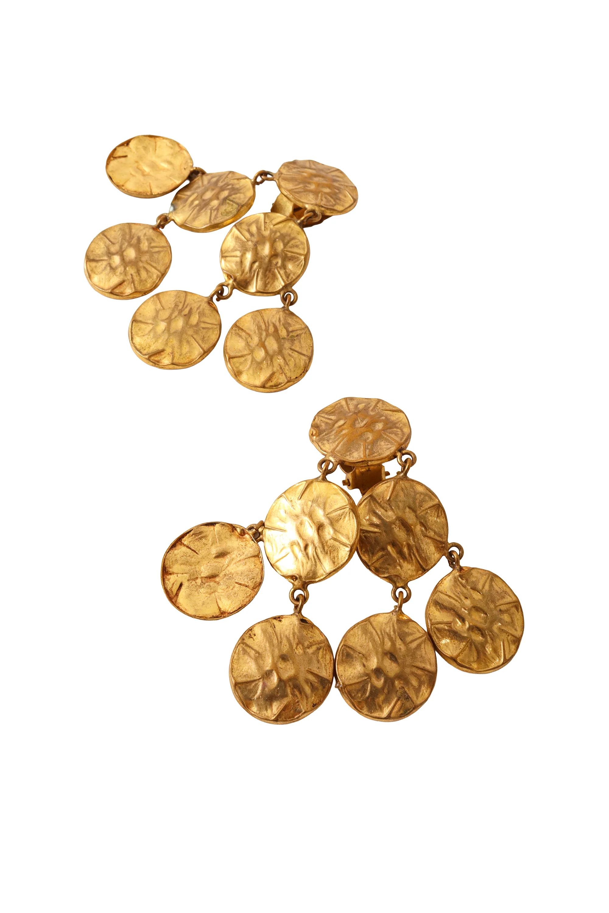 Textured Disc Cluster Earrings - Image 3