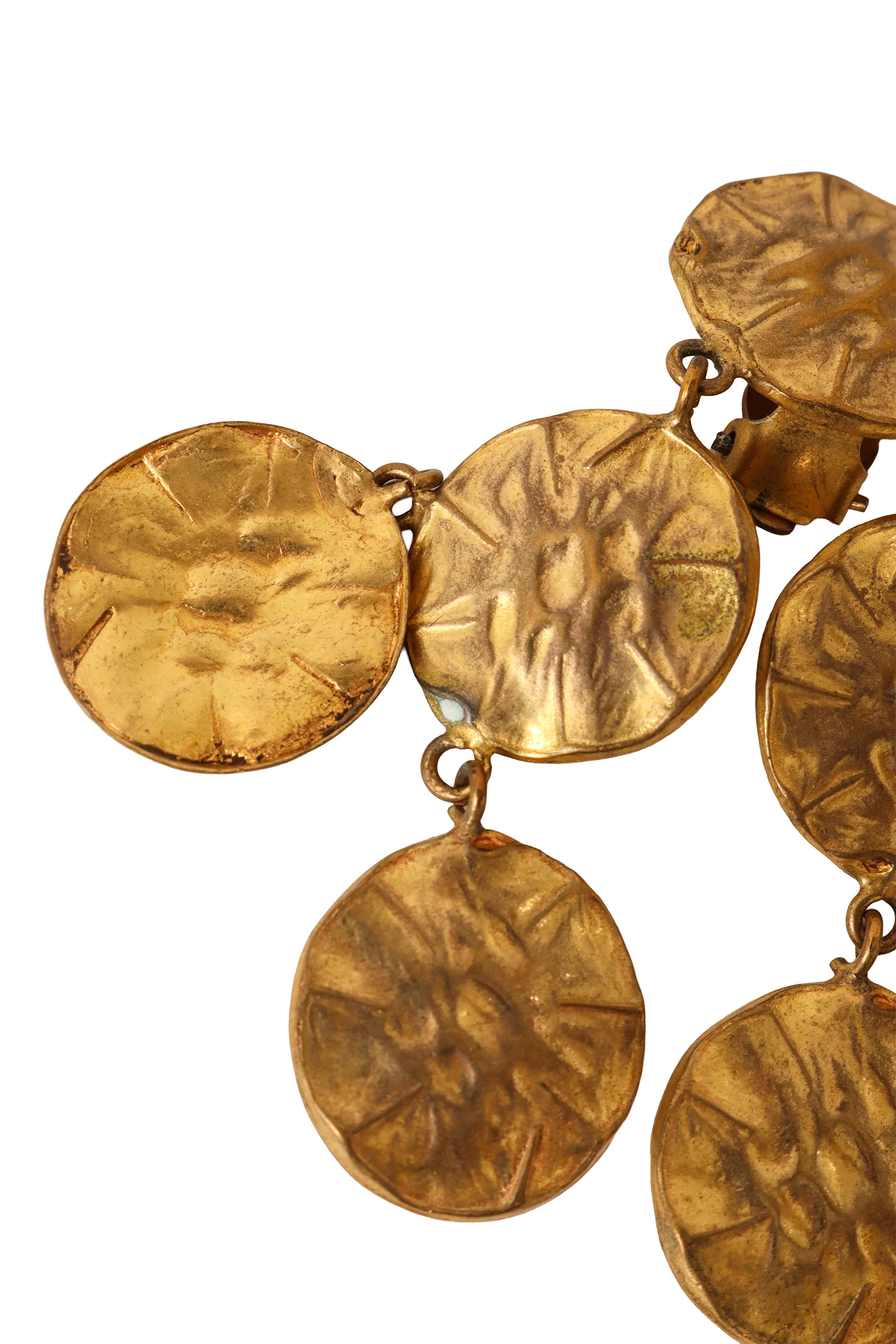 Textured Disc Cluster Earrings - Image 4