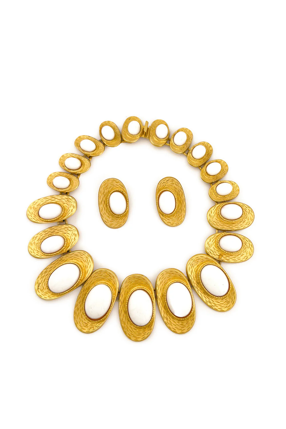 Textured Oval Cabochon Necklace & Earring Set