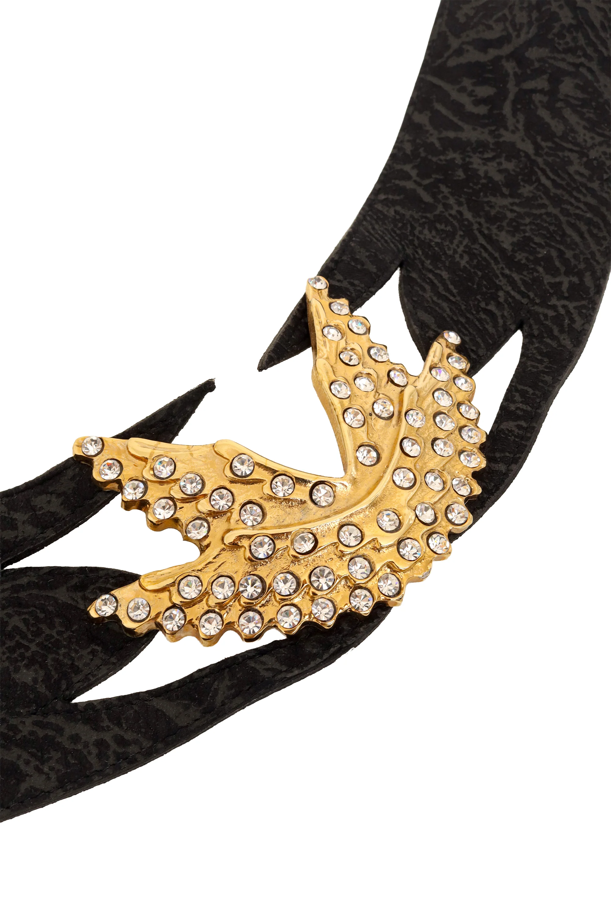Textured Suede Crystal Wing Belt - Image 3