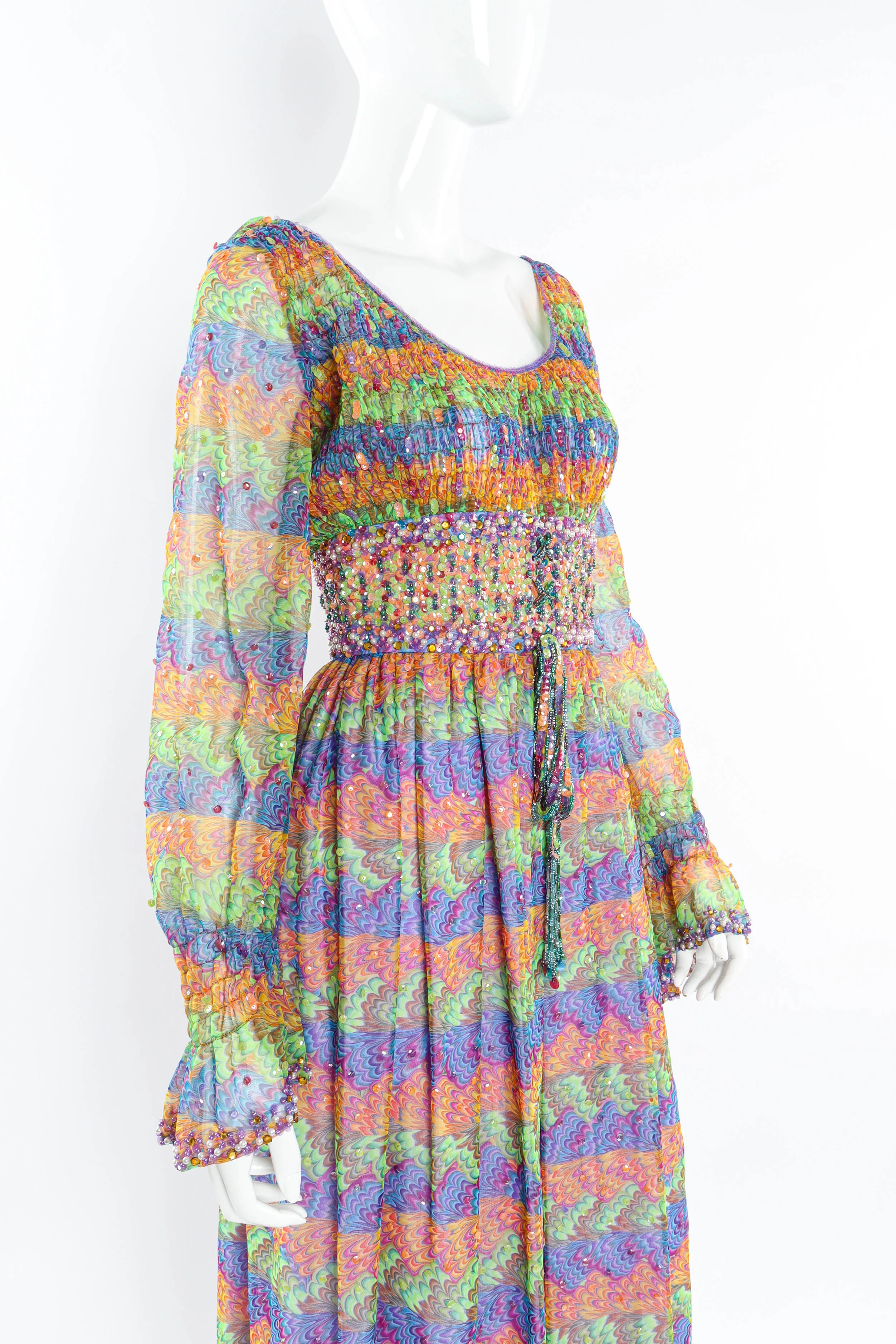 Feathered Beaded & Sequin Dress - Image 4