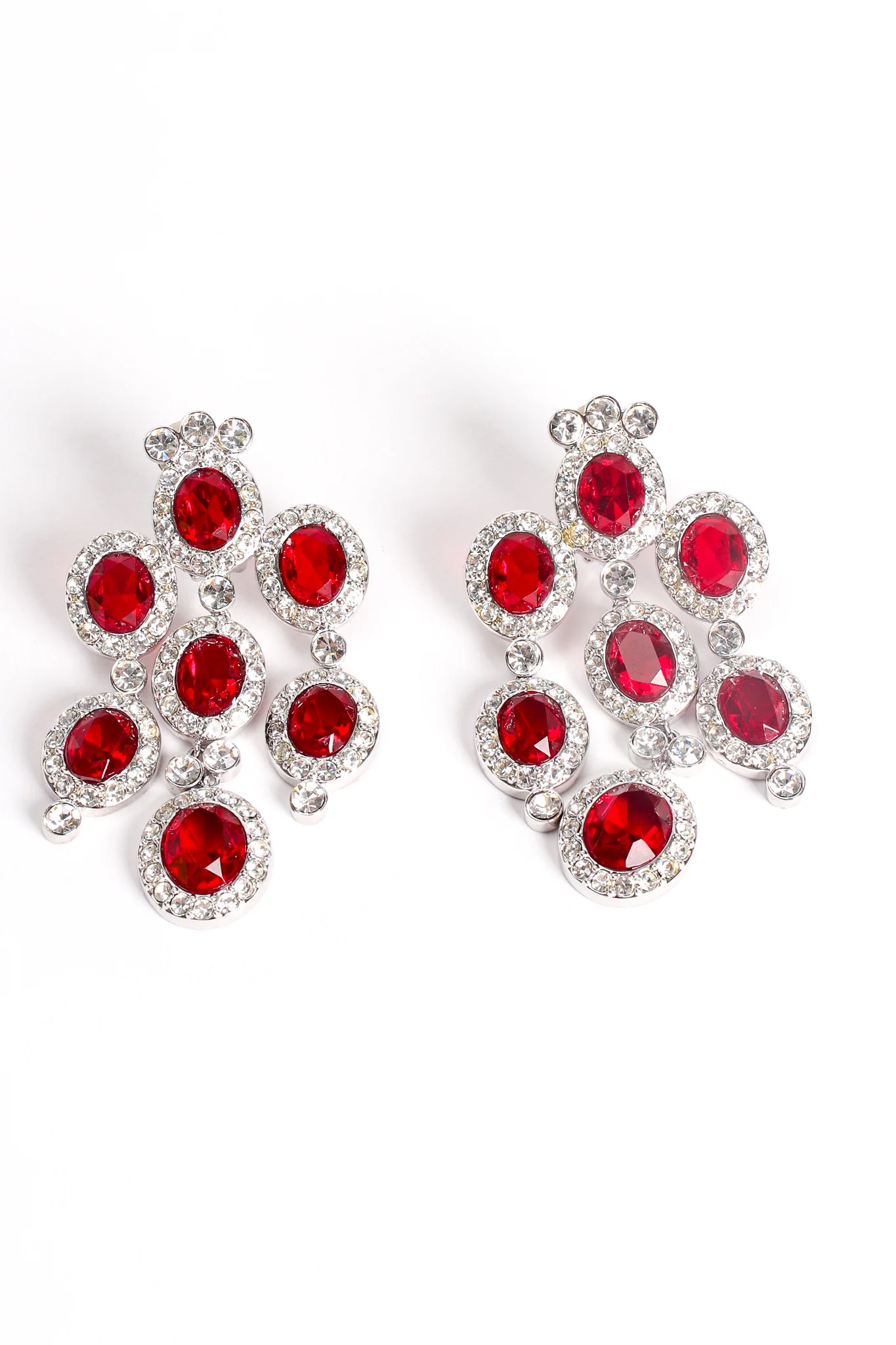 Ruby Rhinestone Chandelier Earrings - Image 4