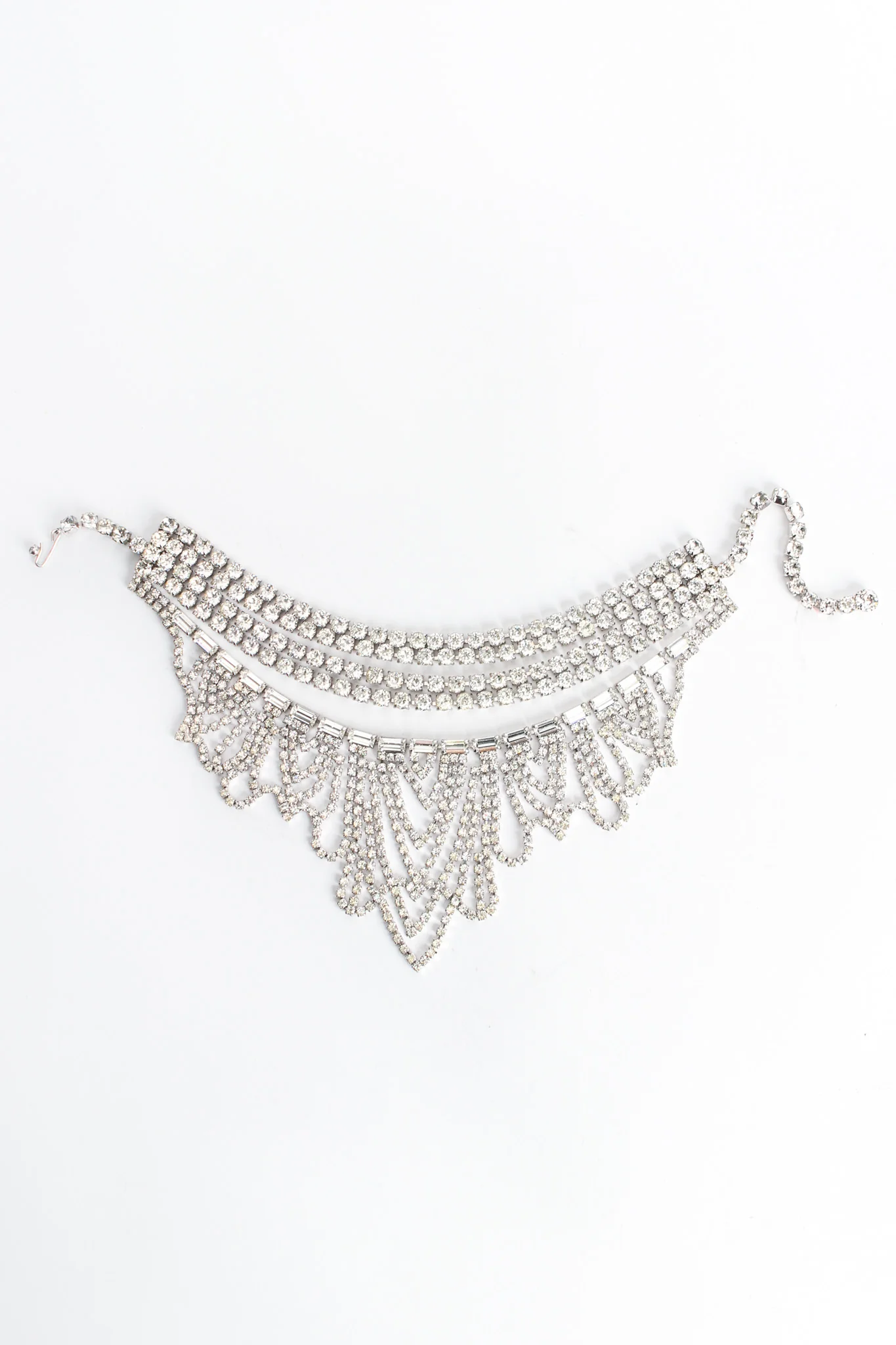 Tiered Rhinestone Waterfall Choker Necklace