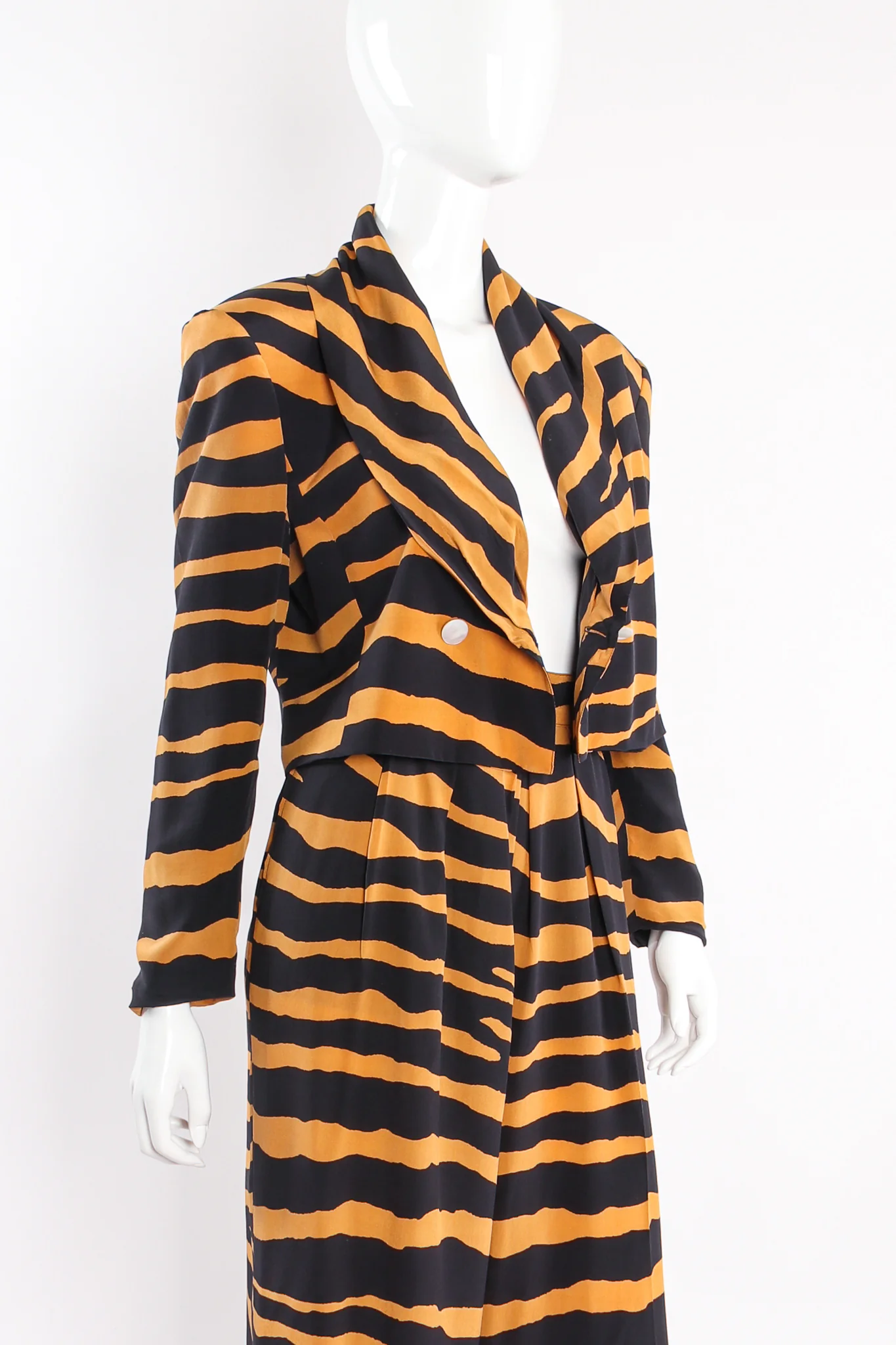 Tiger Stripe Silk Jacket & Pant Suit - Image 5
