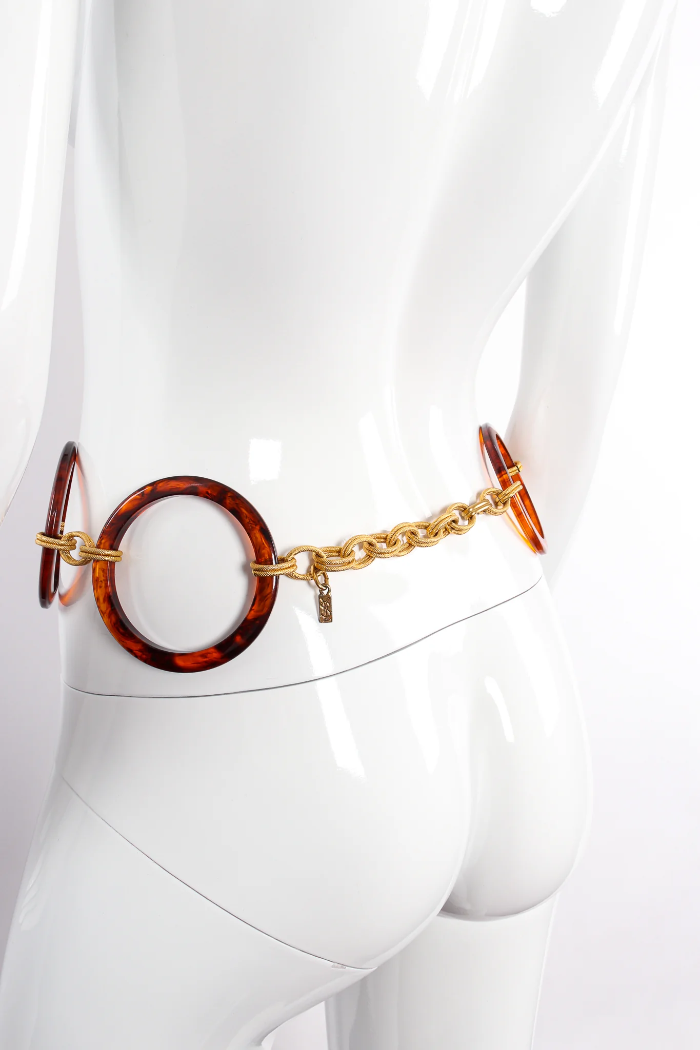 Tortoise Lucite Rings Chain Link Belt - Image 4