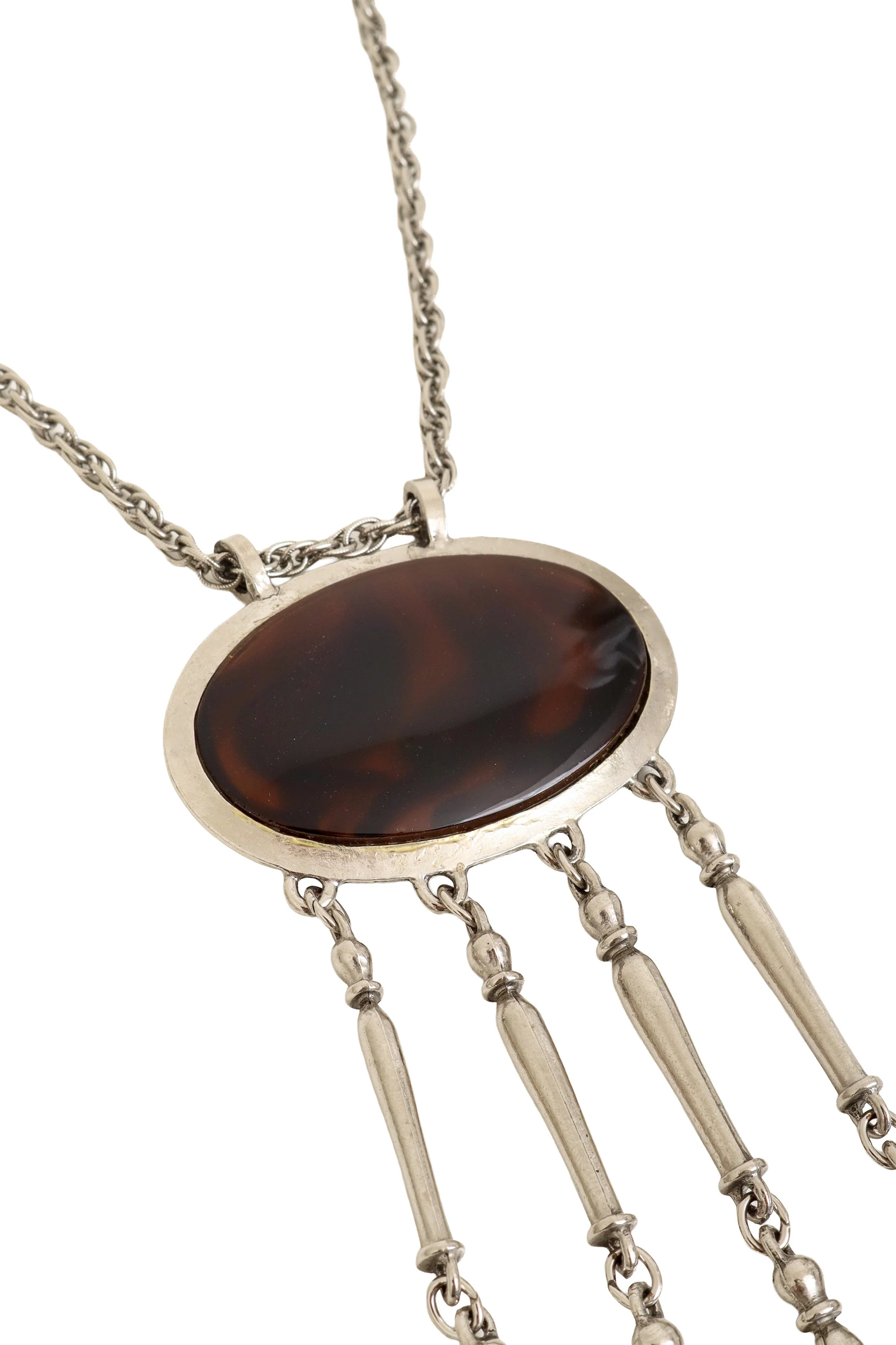 Tortoiseshell Fringe Drop Pendant Necklace - Image 3