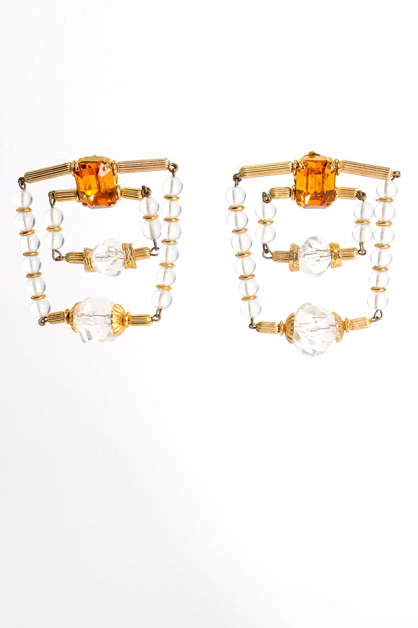 Trapeze Beaded Square Earrings - Image 3