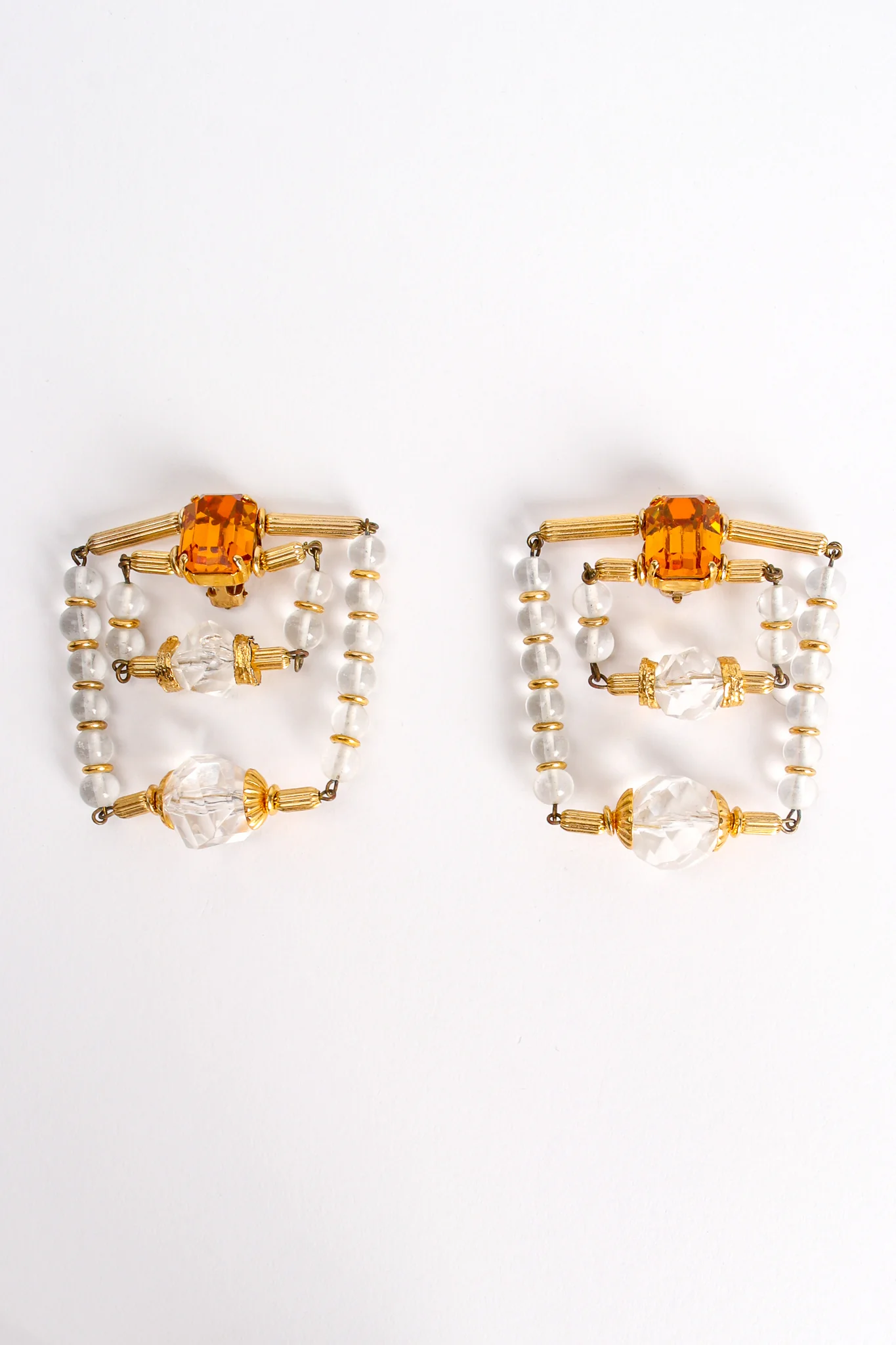 Trapeze Beaded Square Earrings - Image 4