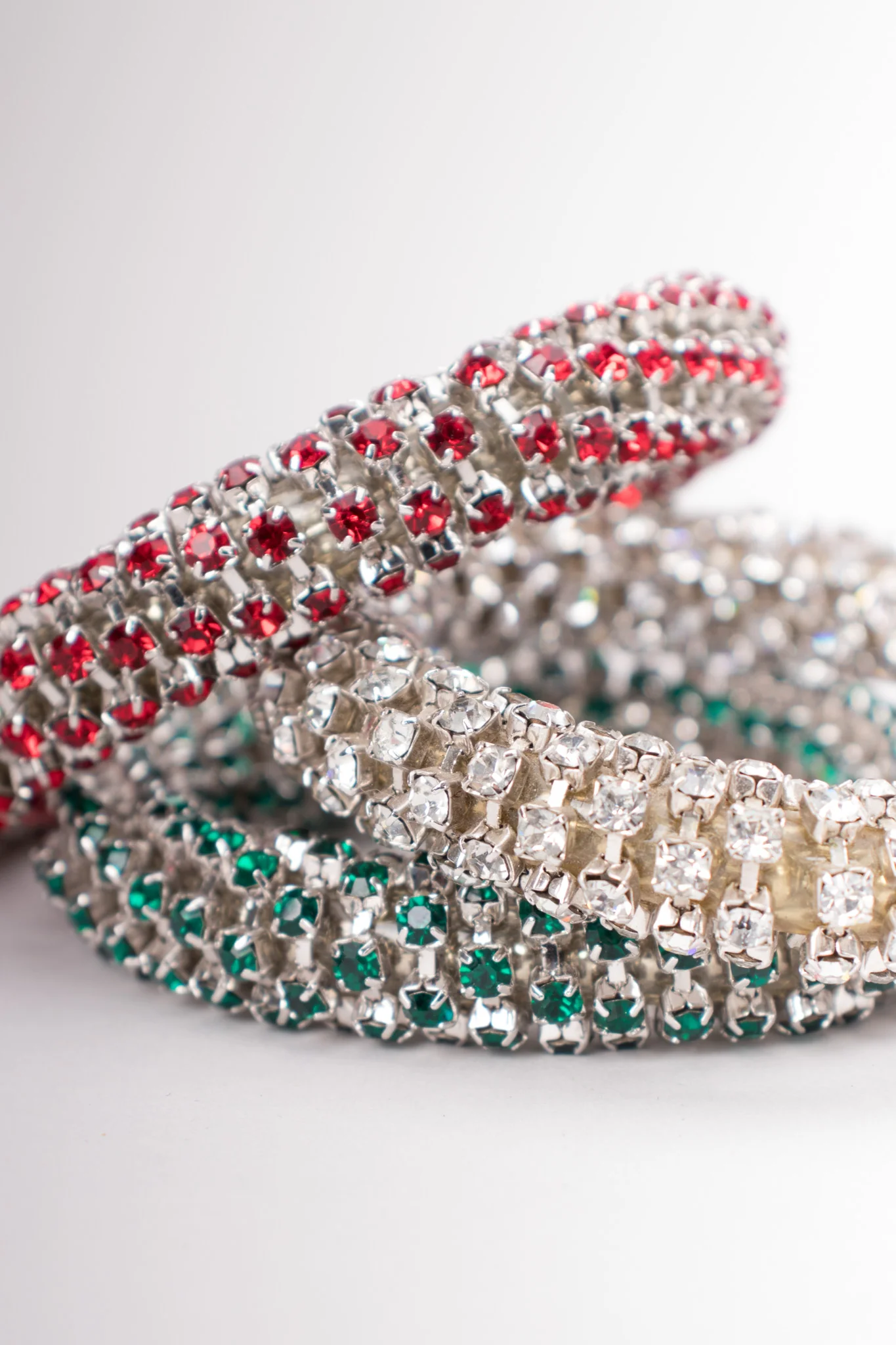 Tricolor Rhinestone Bangle Set