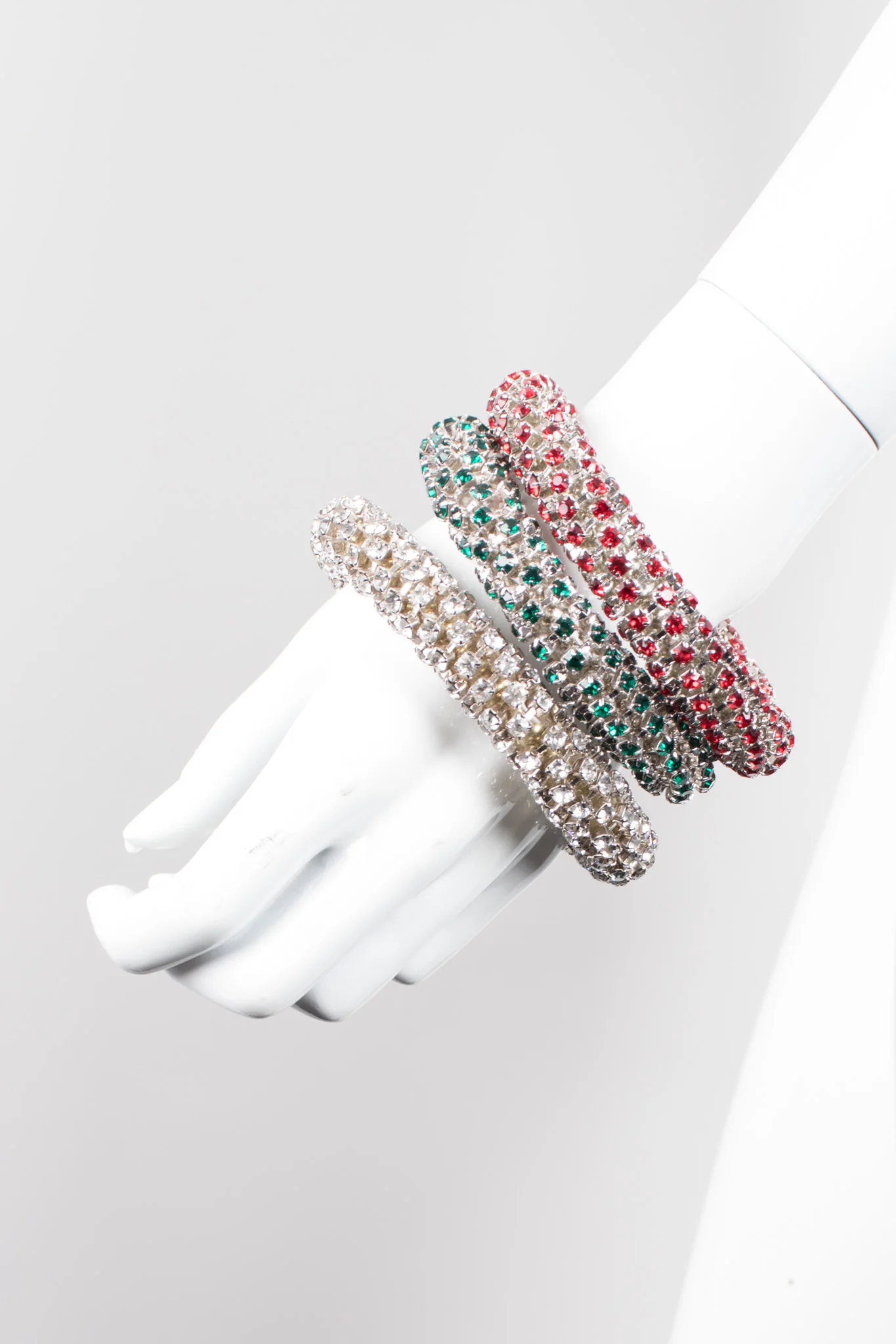 Tricolor Rhinestone Bangle Set - Image 2
