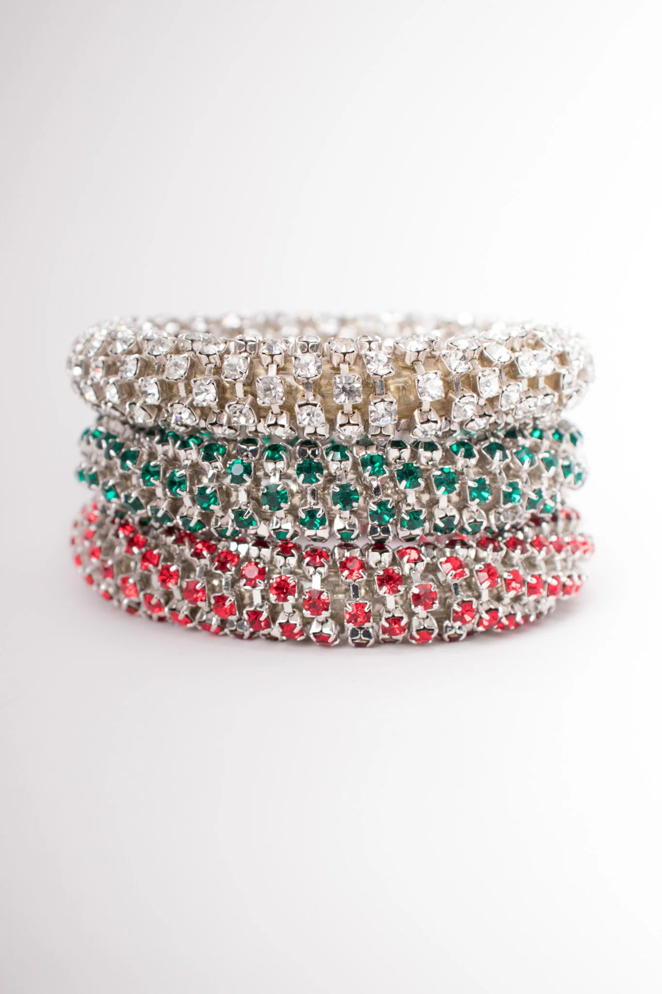 Tricolor Rhinestone Bangle Set - Image 3