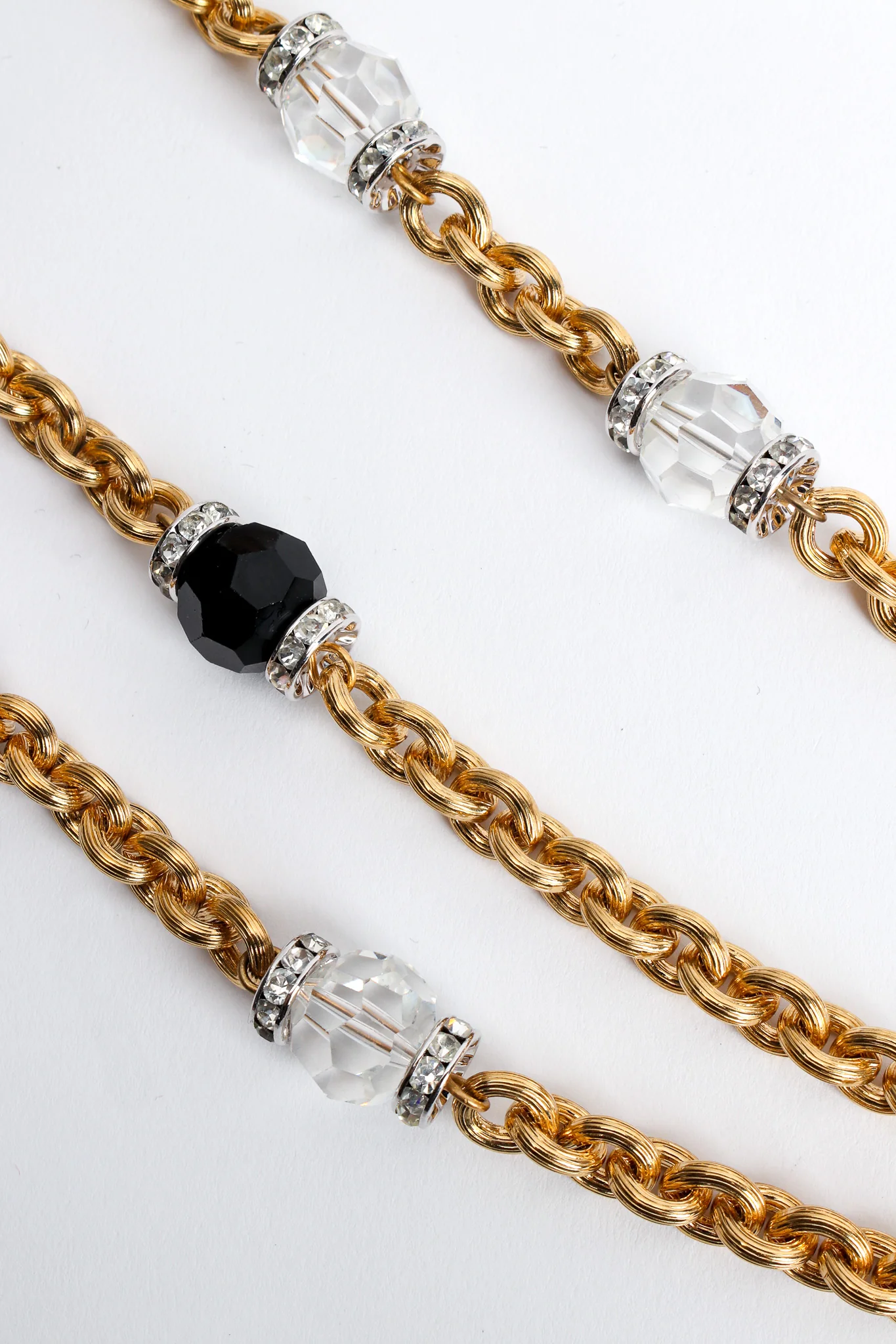 Triple Chain Crystal & Rhinestone Necklace - Image 5
