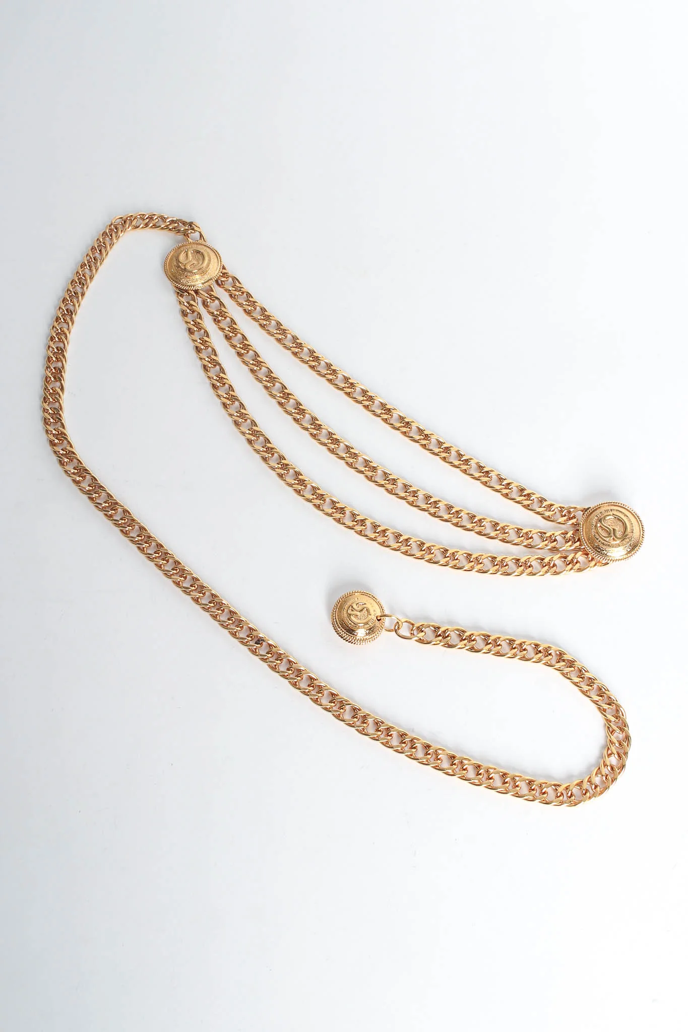 Triple Chain Logo Charm Belt