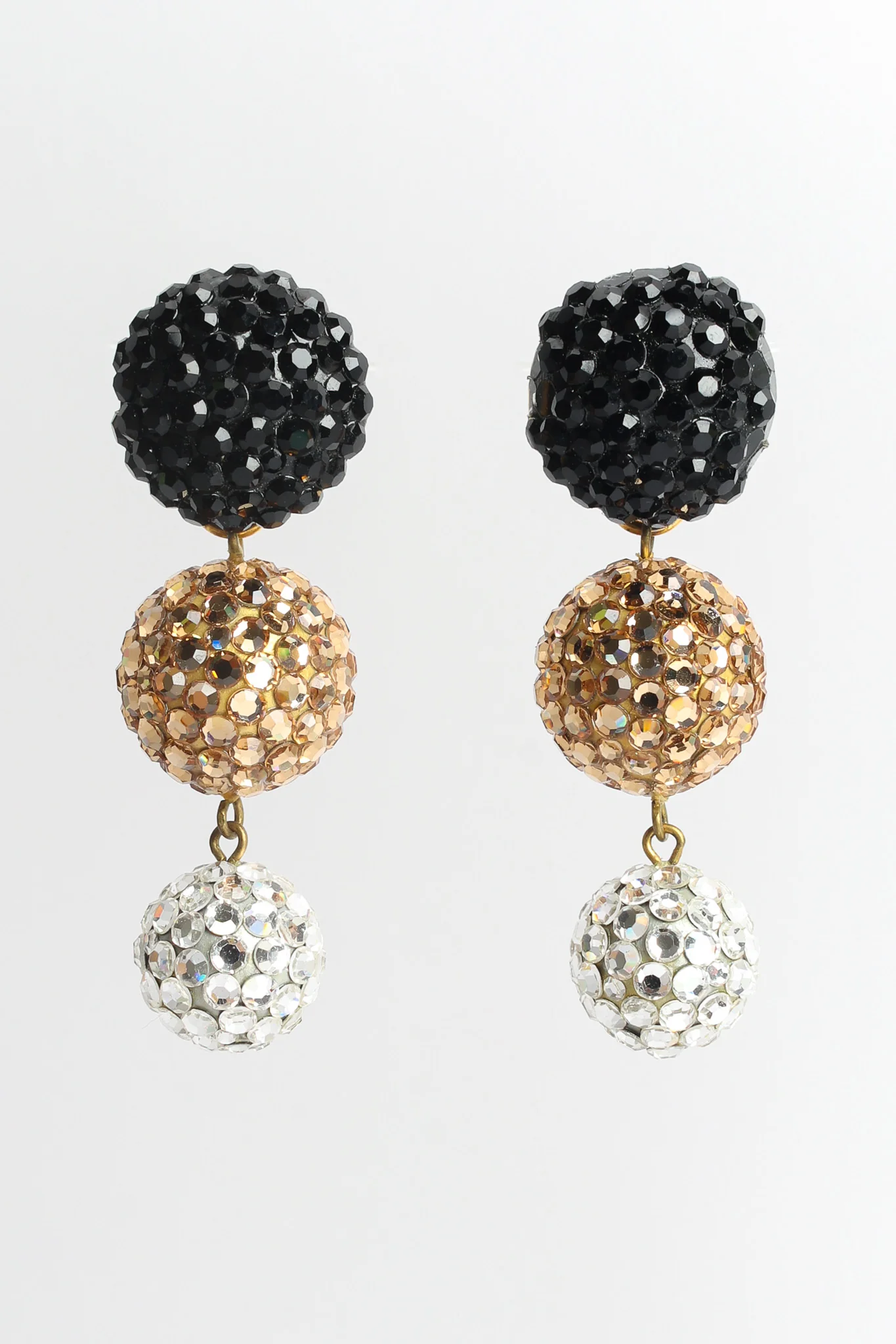 Triple Rhinestone Drop Earrings - Image 3