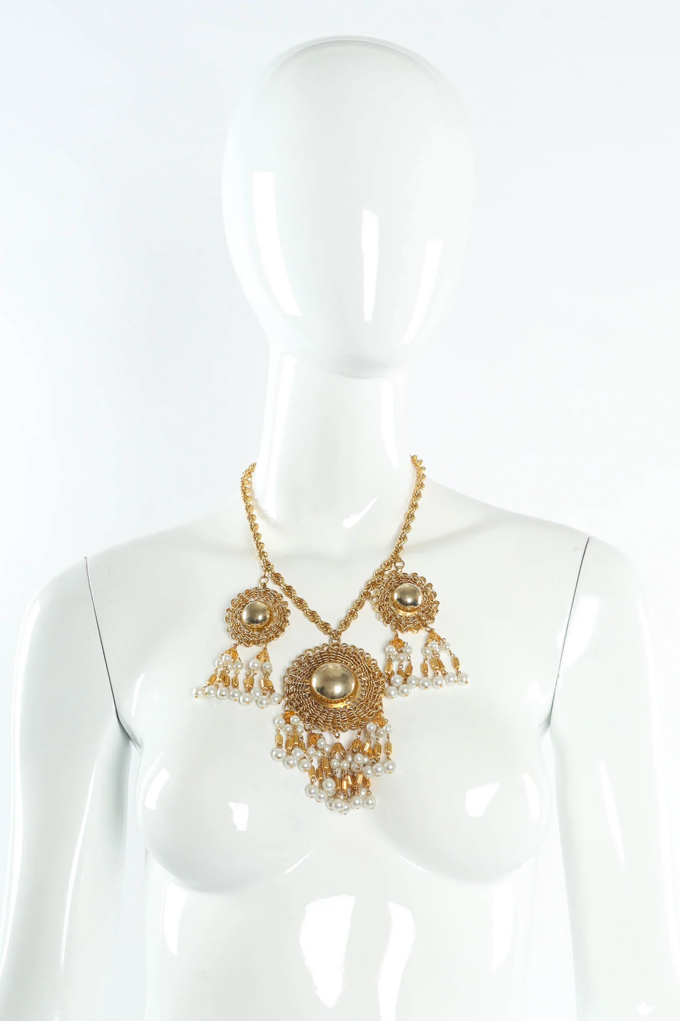 Triple Wire Pearl Pendant Necklace - Image 4