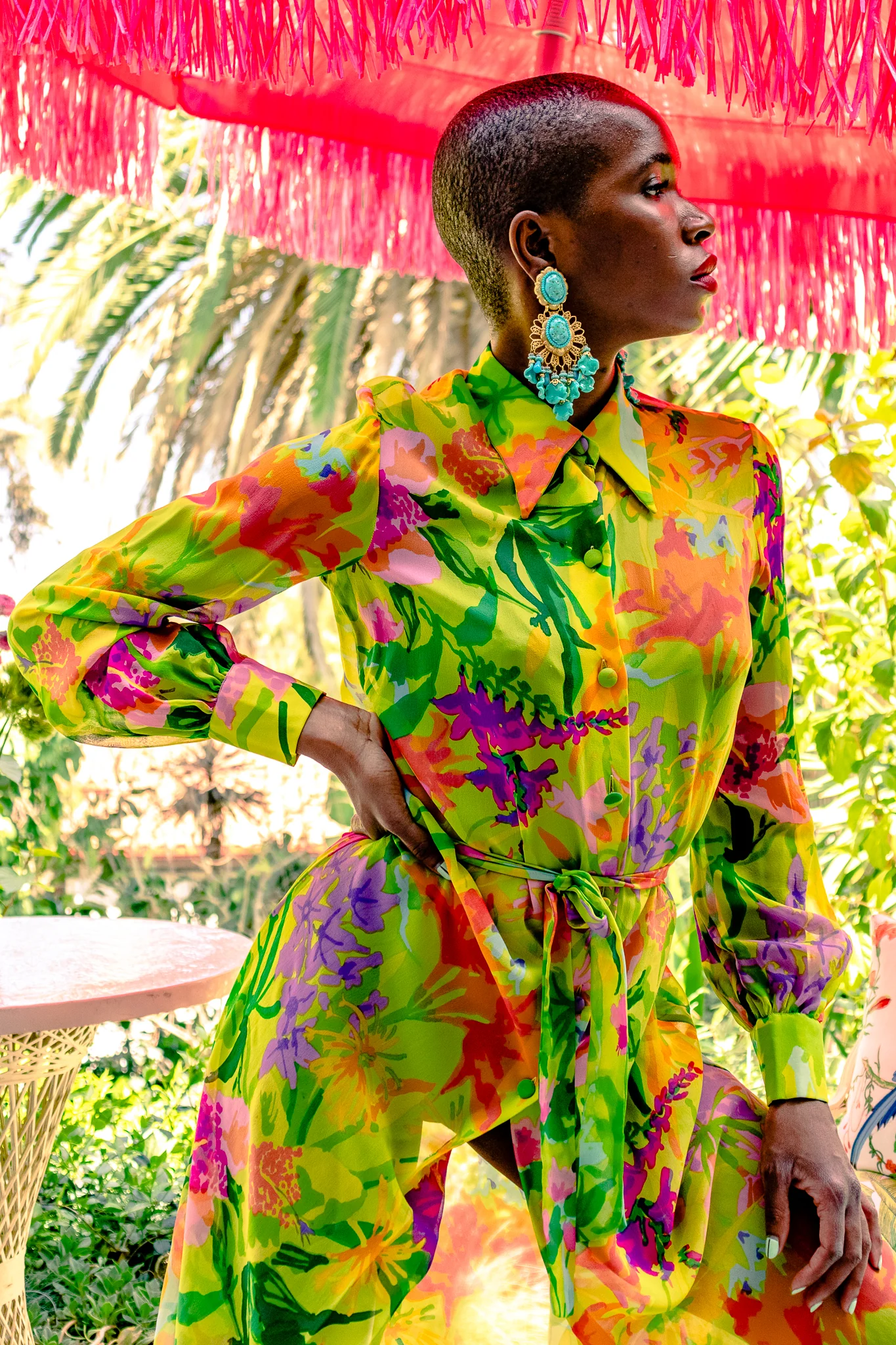 Tropical Chiffon Duster Dress - Image 5