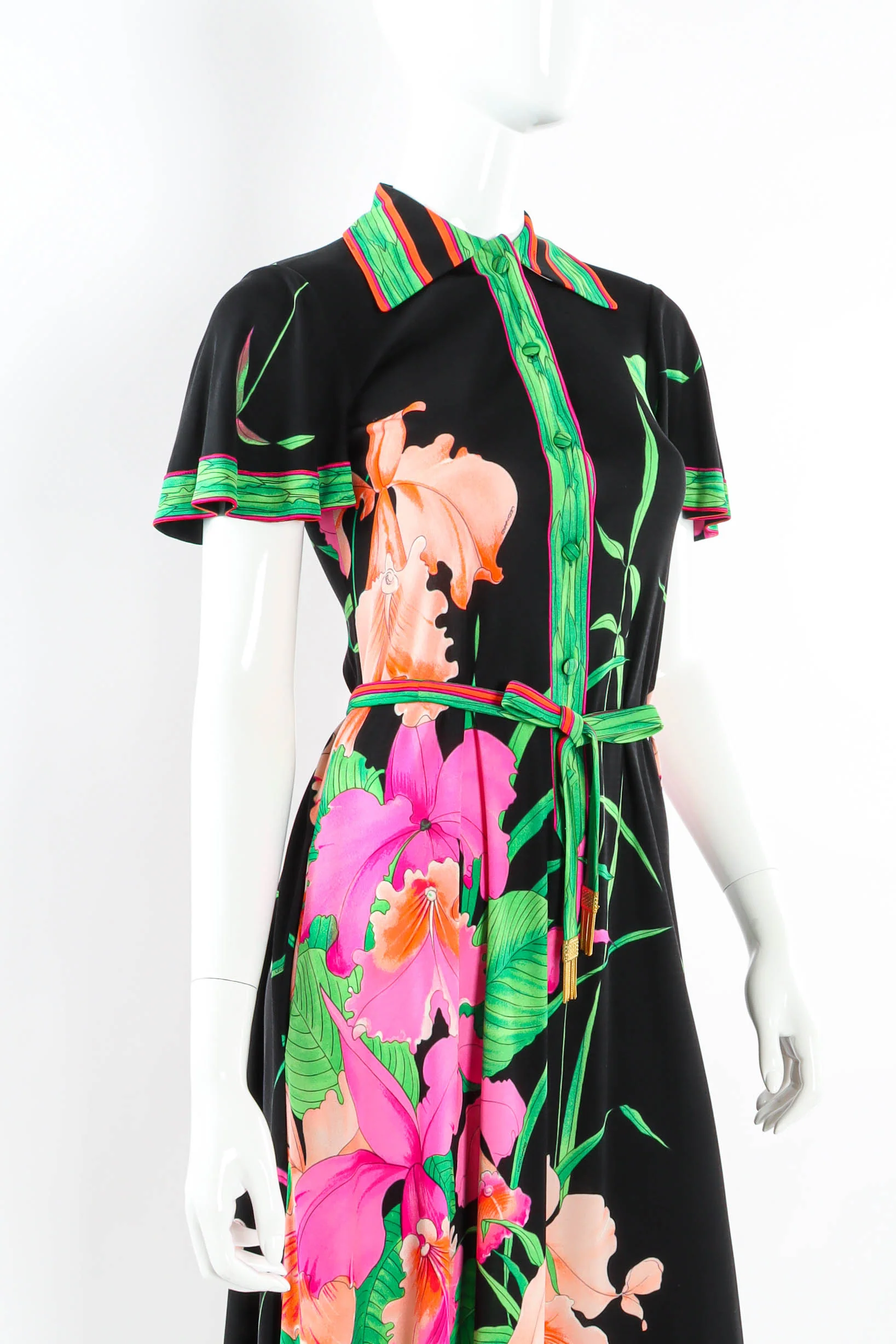 Tropical Floral Button Dress - Image 2