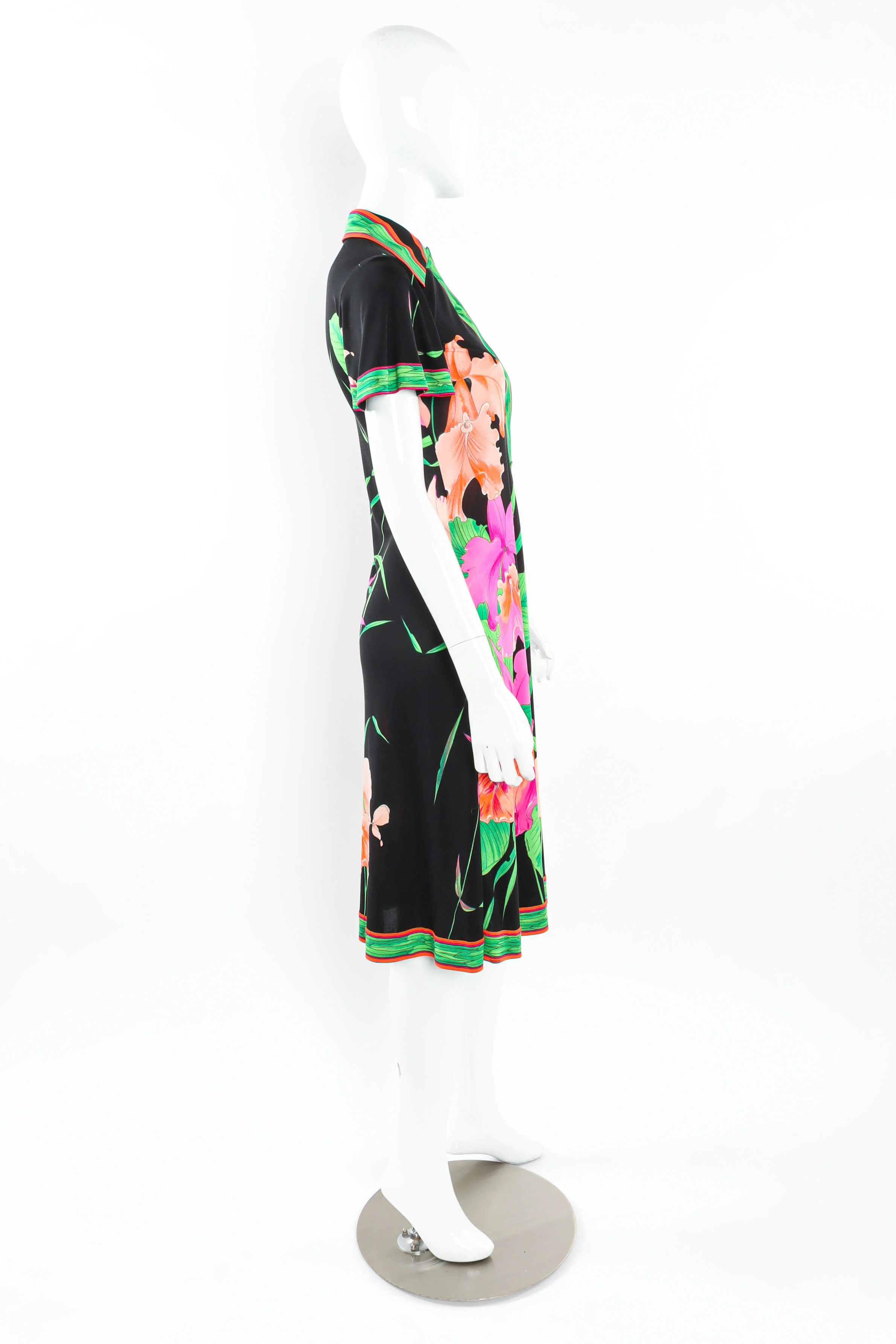 Tropical Floral Button Dress - Image 4