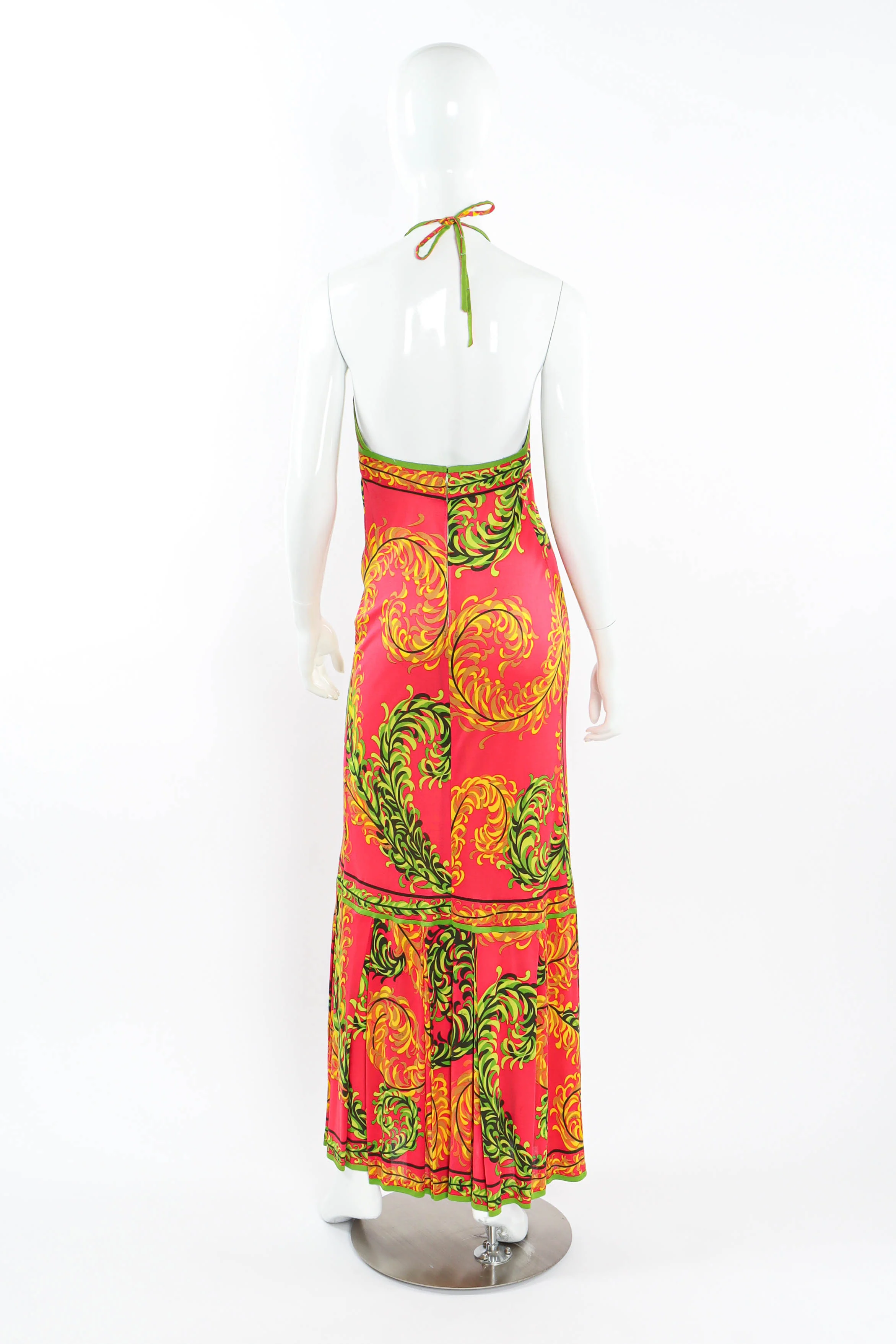 1970s Tropical Halter Tie Dress - Image 12