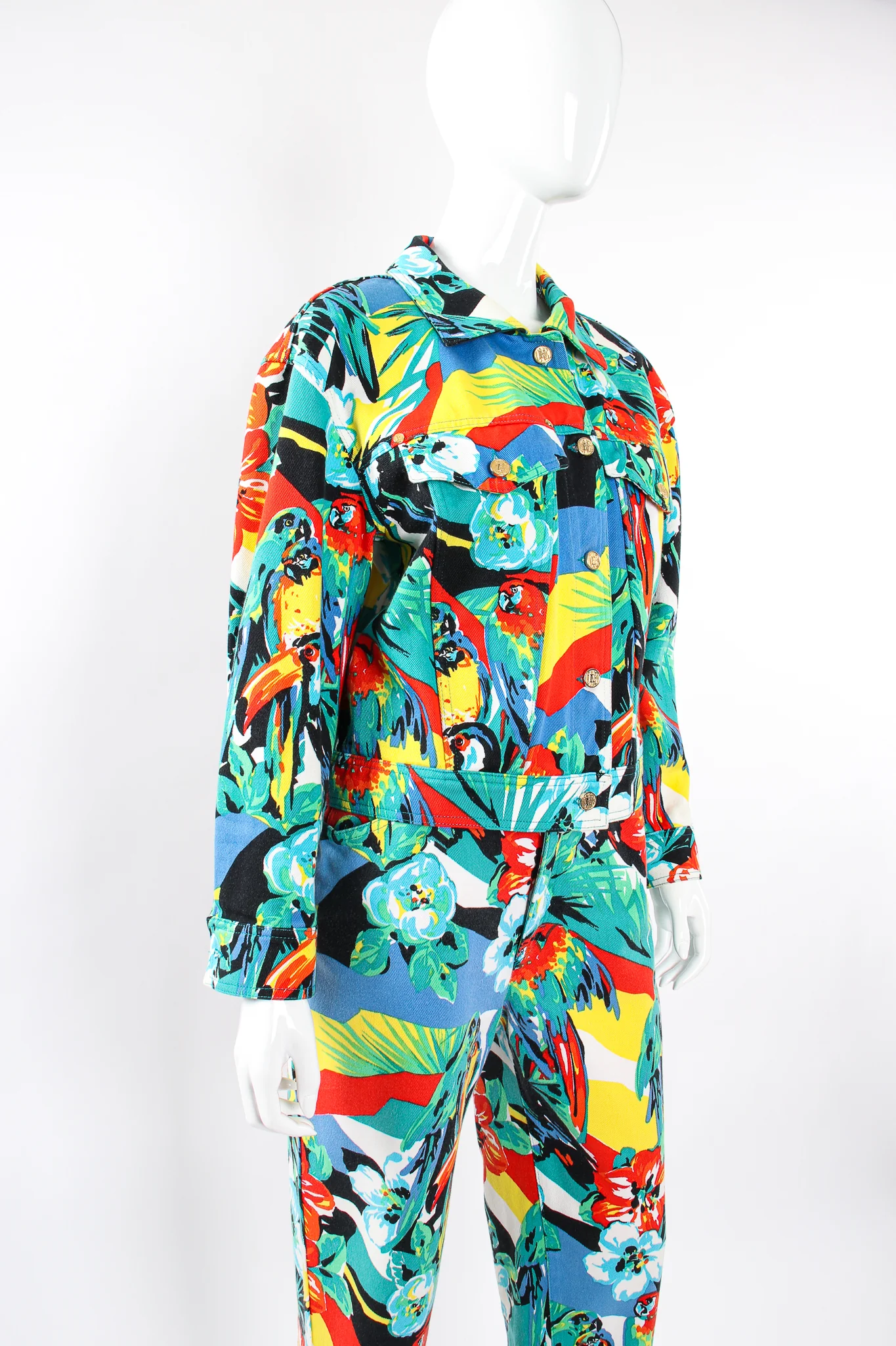 Tropical Parrot Denim Jacket & Pant Set - Image 3