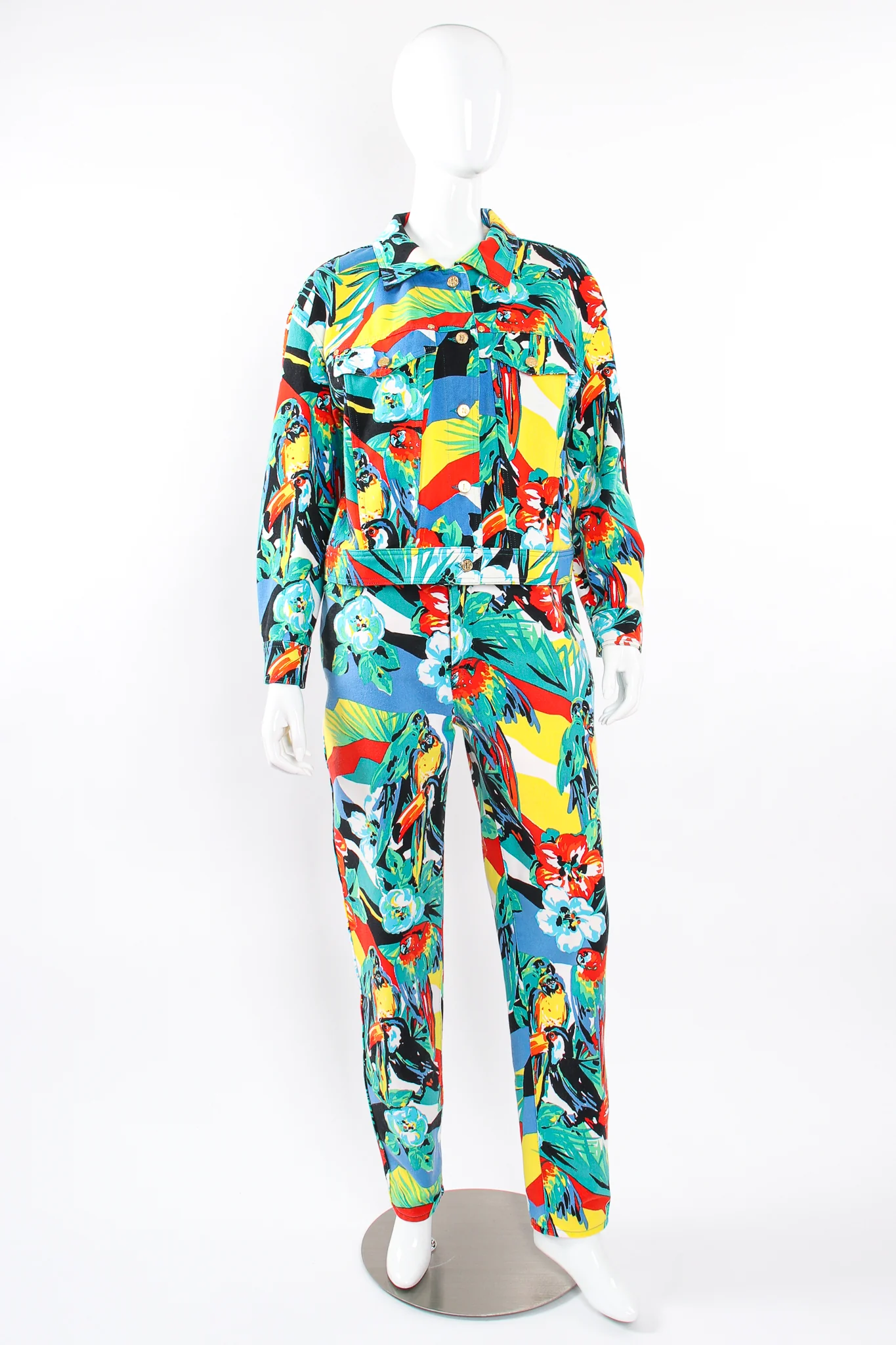 Tropical Parrot Denim Jacket & Pant Set - Image 5
