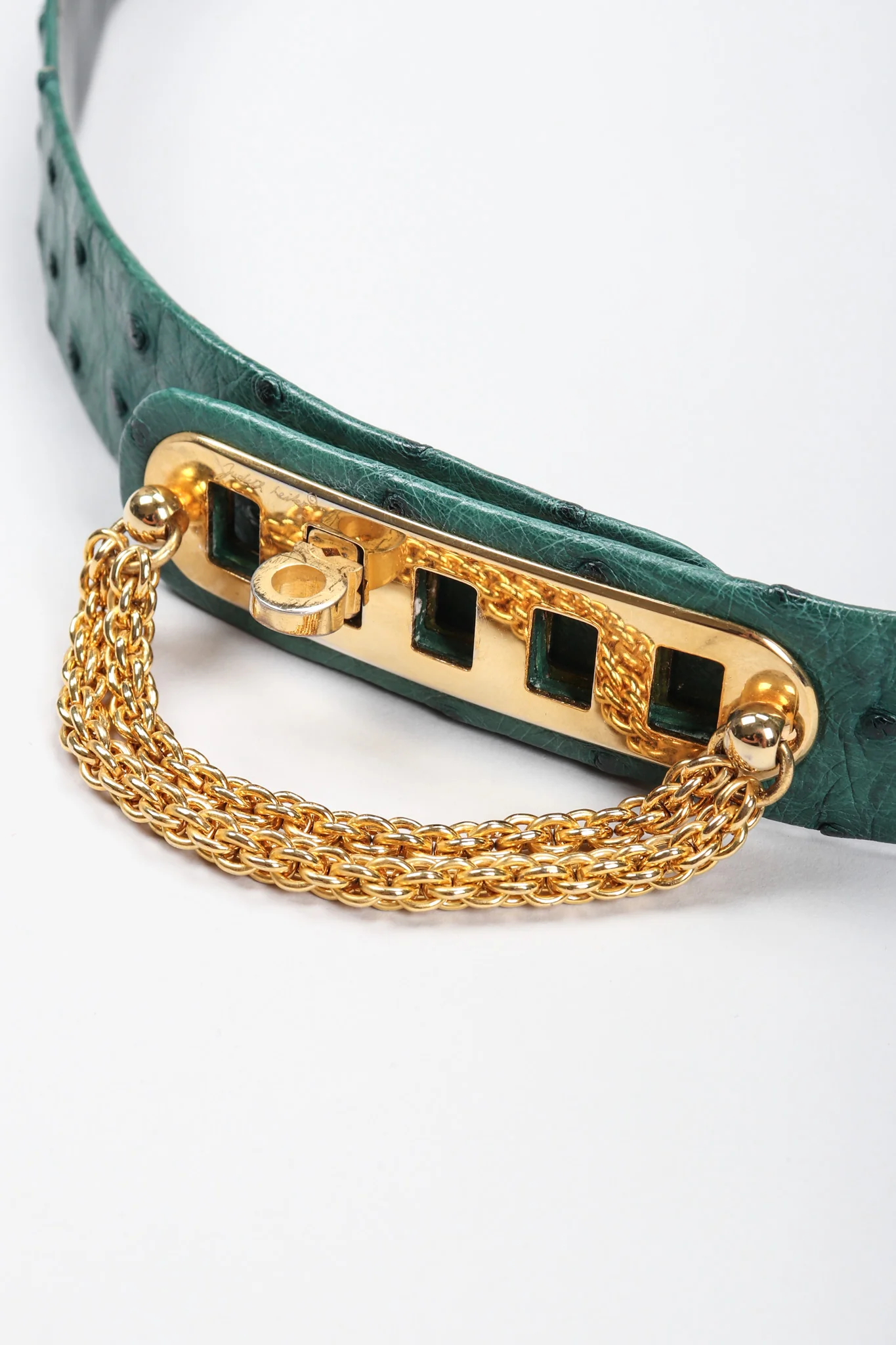 Turnlock Chained Ostrich Belt