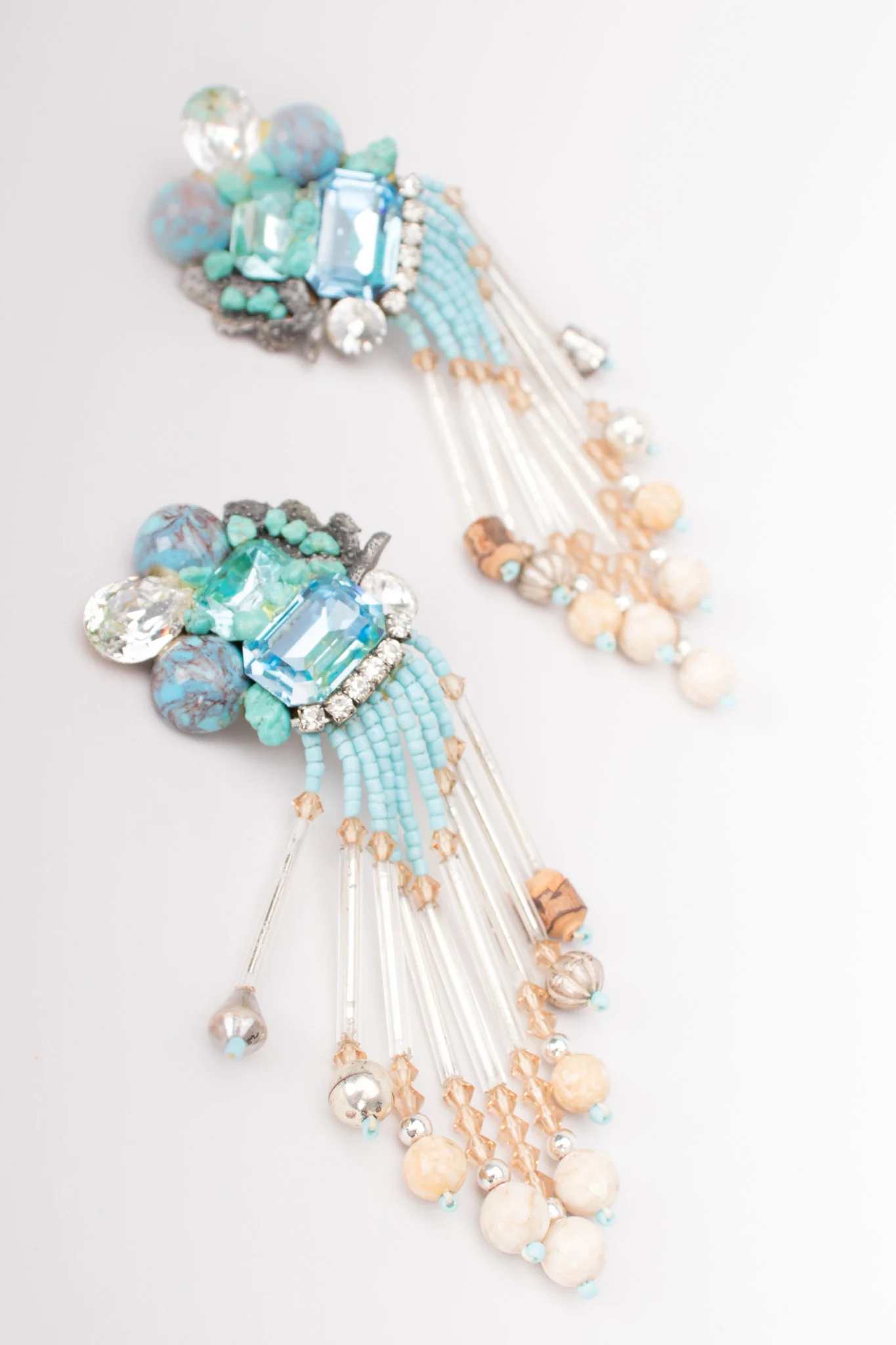 Turquoise Bead Fringe Earrings - Image 5
