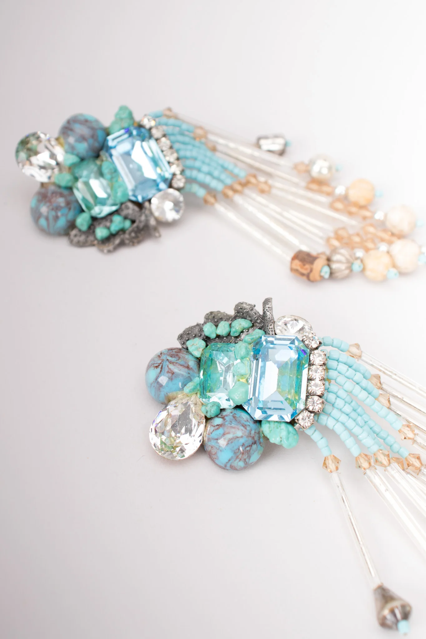 Turquoise Bead Fringe Earrings - Image 6