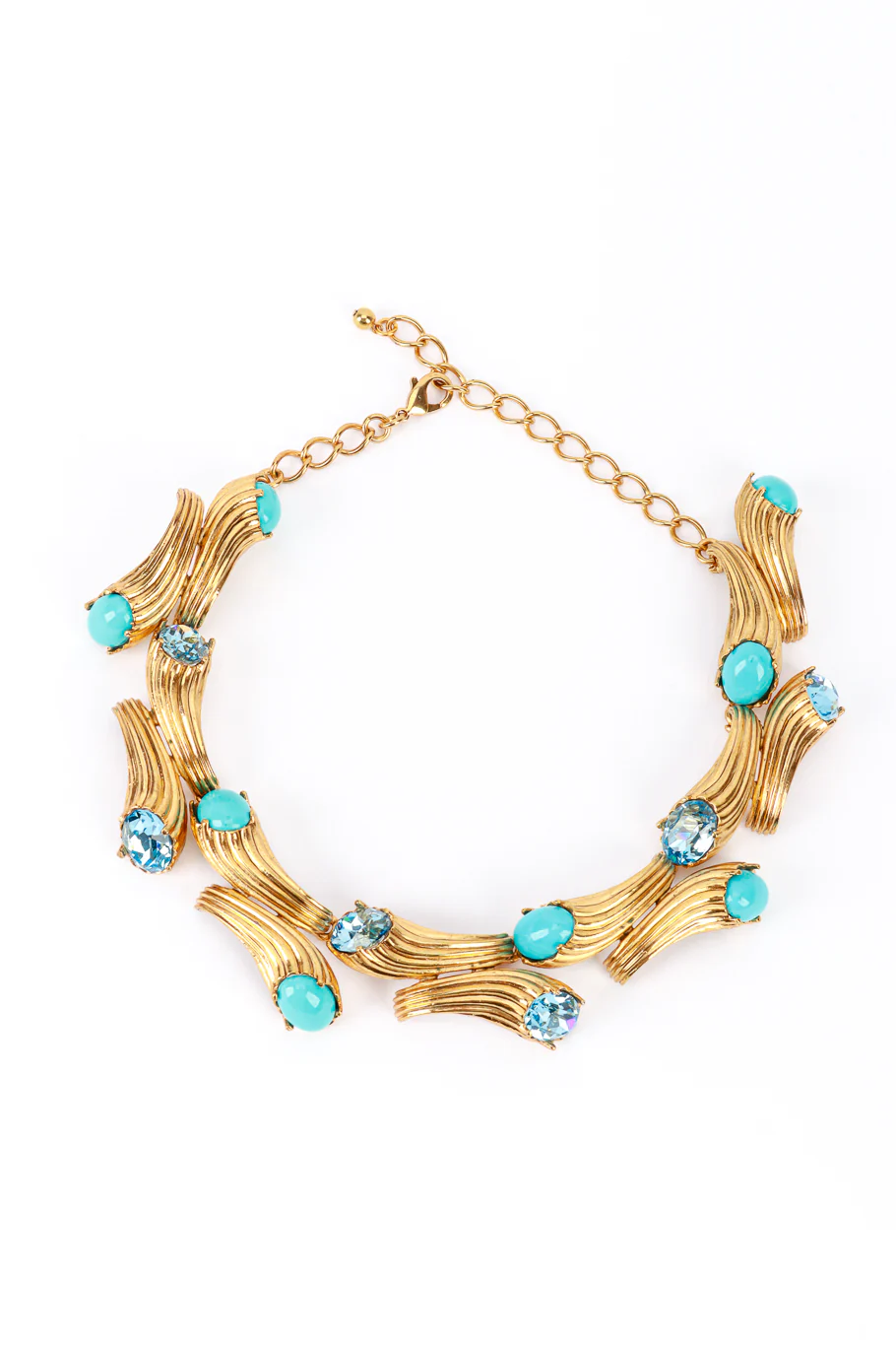 Turquoise & Crystal Cornucopia Collar Necklace