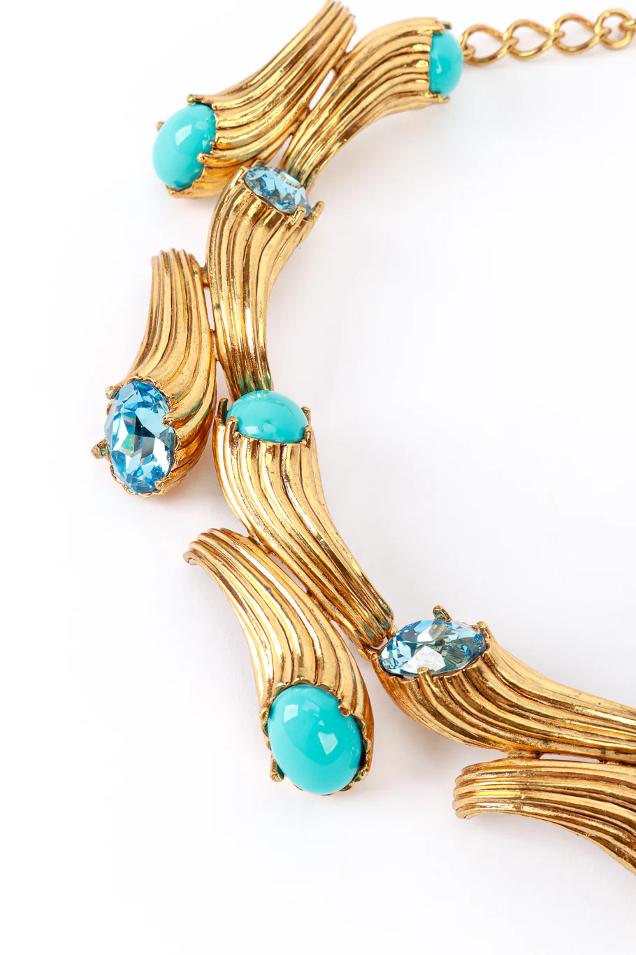 Turquoise & Crystal Cornucopia Collar Necklace - Image 3