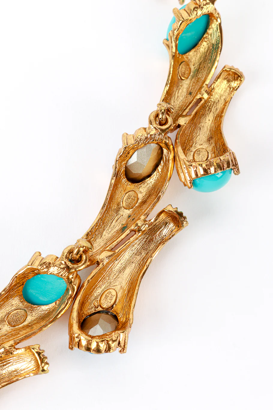 Turquoise & Crystal Cornucopia Collar Necklace - Image 5