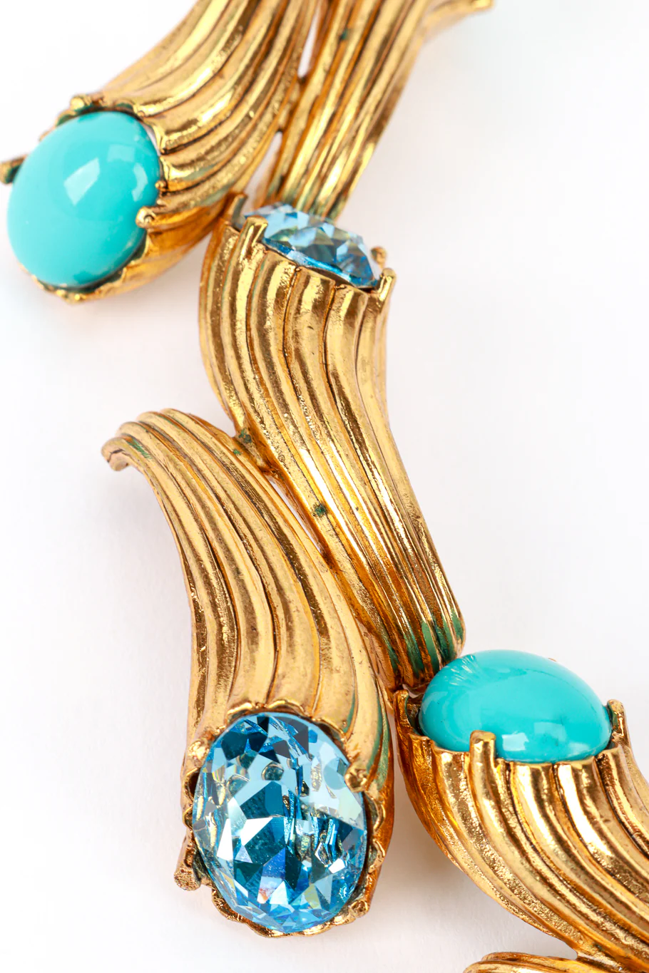 Turquoise & Crystal Cornucopia Collar Necklace - Image 6