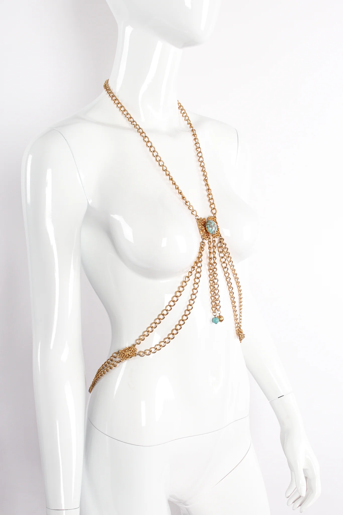 Turquoise Filigree Draped Chain Harness - Image 5
