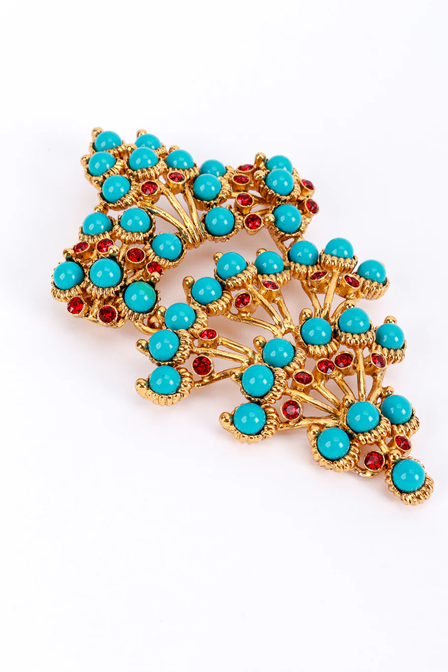 Turquoise Stone Fan Drop Brooch - Image 3
