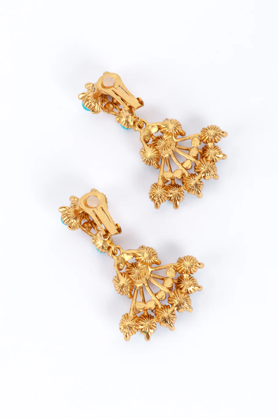 Turquoise Stone Fan Drop Earrings - Image 4