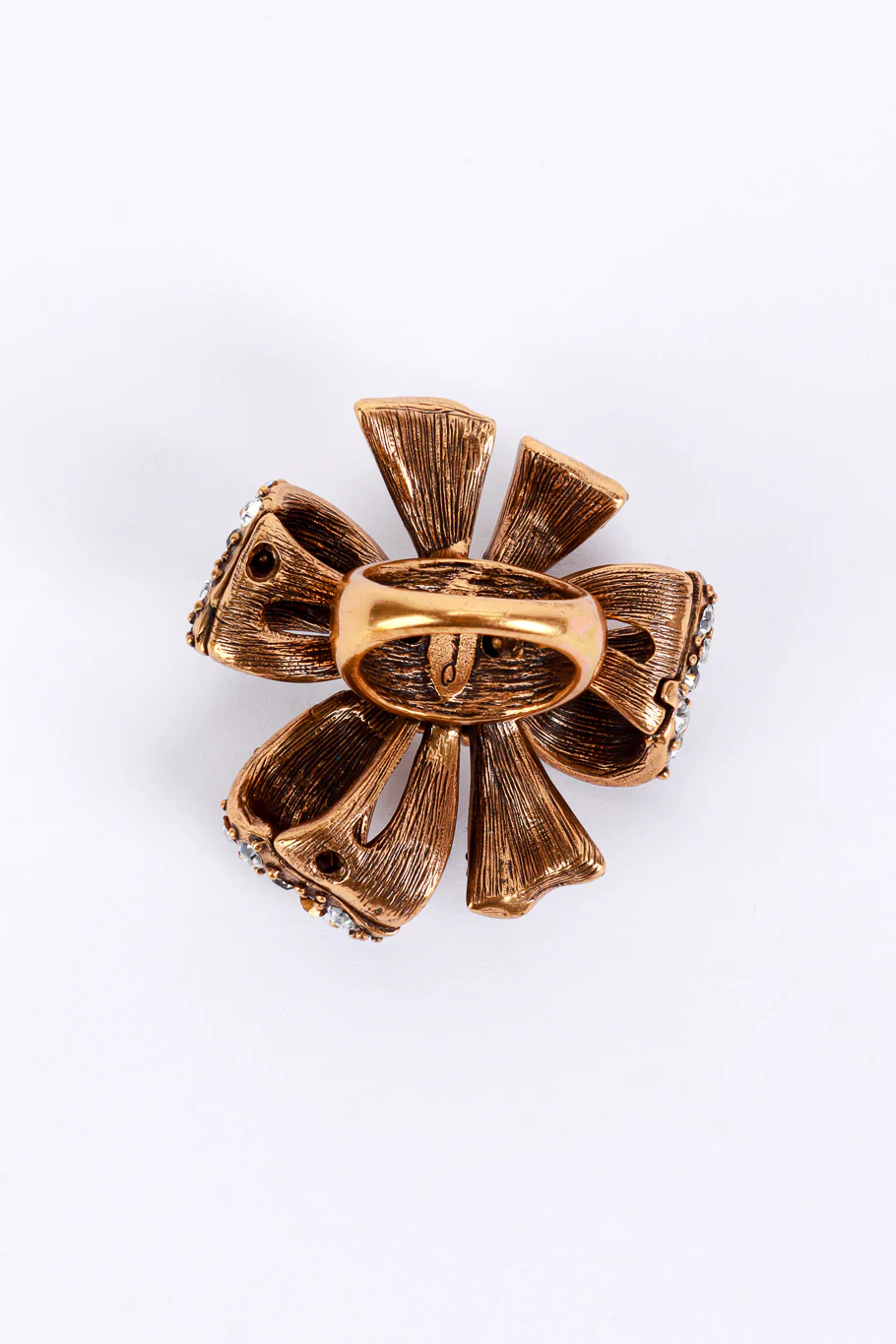 Two-Tone Crystal Pinwheel Bow Ring - Image 4